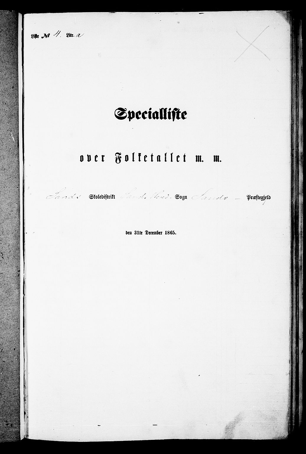 RA, Folketelling 1865 for 1136P Sand prestegjeld, 1865, s. 46