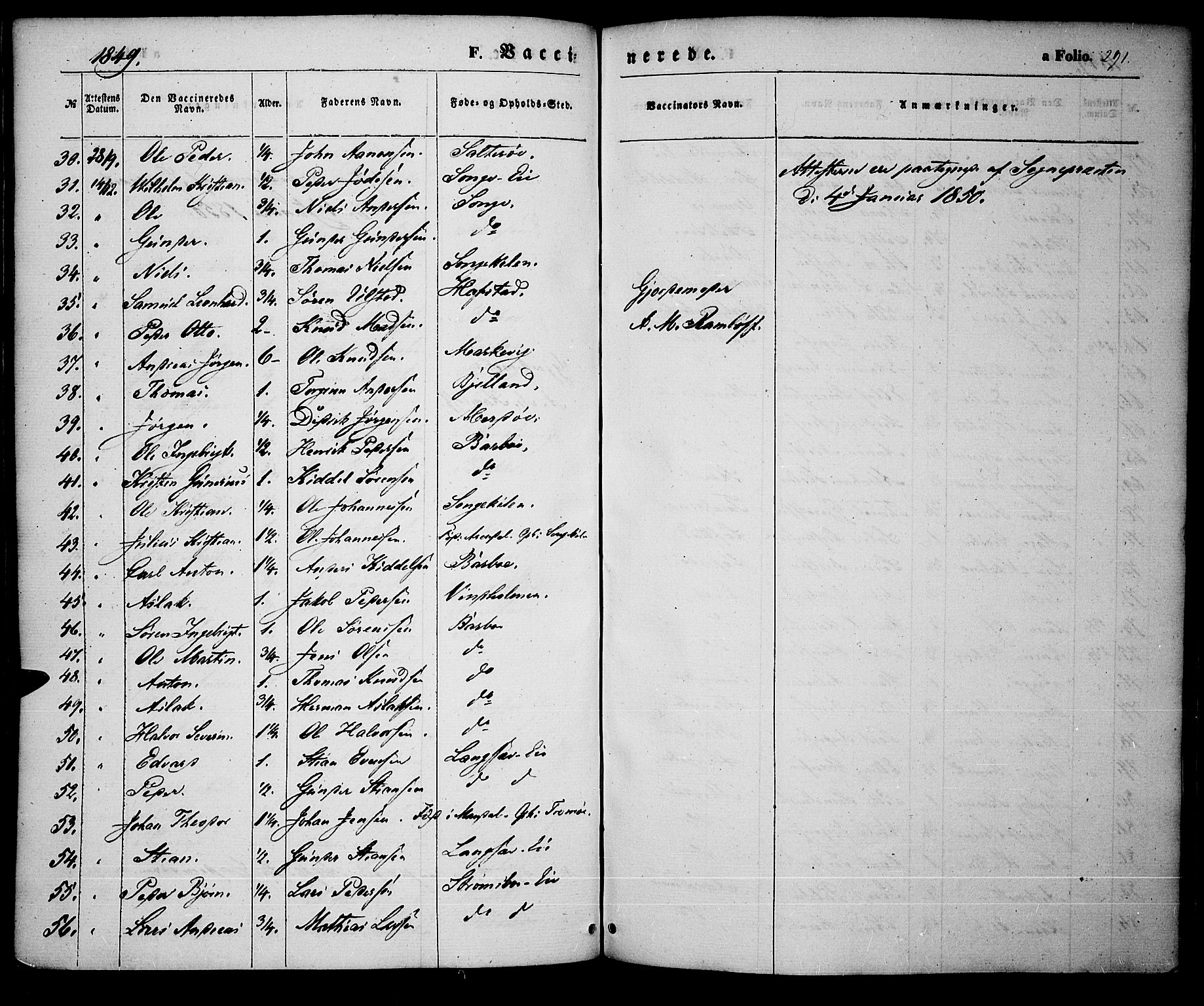 Tromøy sokneprestkontor, AV/SAK-1111-0041/F/Fa/L0005: Ministerialbok nr. A 5, 1847-1856, s. 291