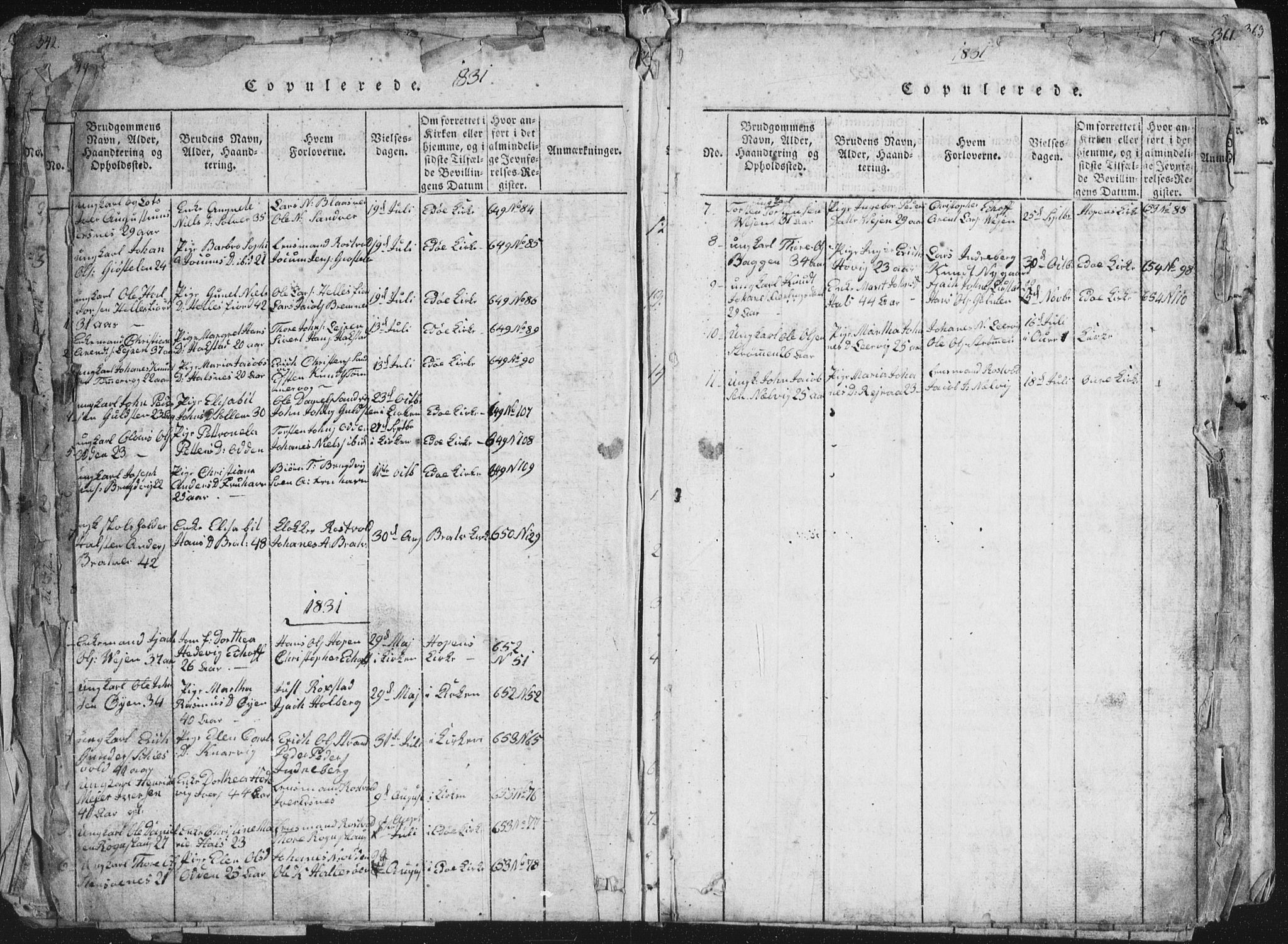 Ministerialprotokoller, klokkerbøker og fødselsregistre - Møre og Romsdal, AV/SAT-A-1454/581/L0942: Klokkerbok nr. 581C00, 1820-1836, s. 350-351