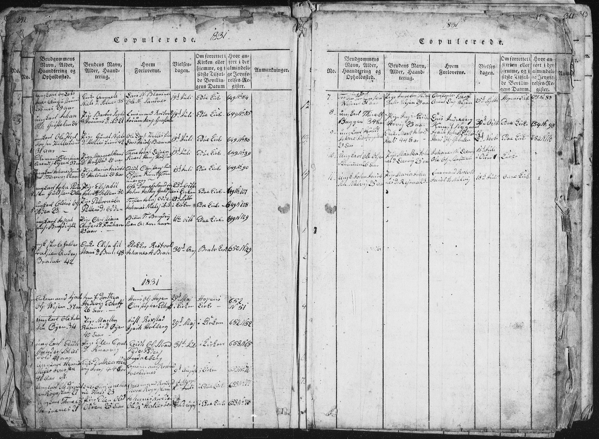 Ministerialprotokoller, klokkerbøker og fødselsregistre - Møre og Romsdal, SAT/A-1454/581/L0942: Klokkerbok nr. 581C00, 1820-1836, s. 350-351