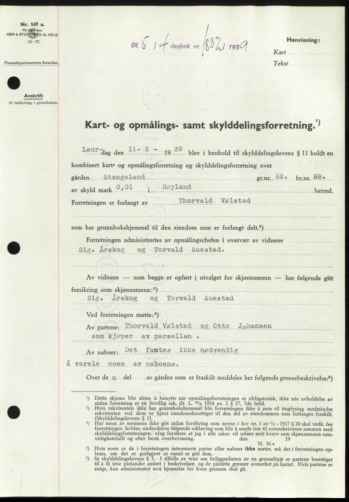 Jæren sorenskriveri, SAST/A-100310/03/G/Gba/L0074: Pantebok, 1939-1939, Dagboknr: 1802/1939