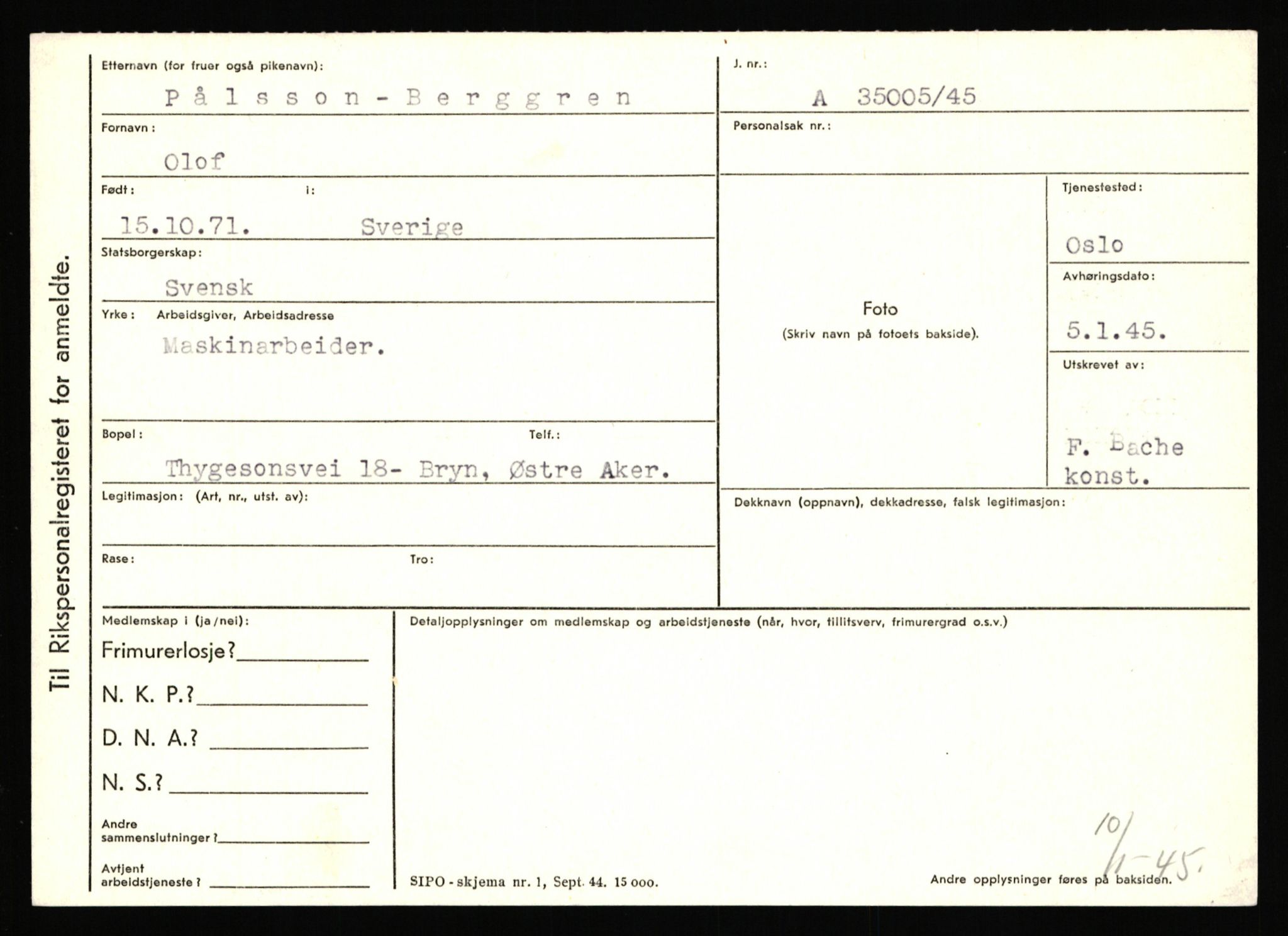 Statspolitiet - Hovedkontoret / Osloavdelingen, AV/RA-S-1329/C/Ca/L0012: Oanæs - Quistgaard	, 1943-1945, s. 2880