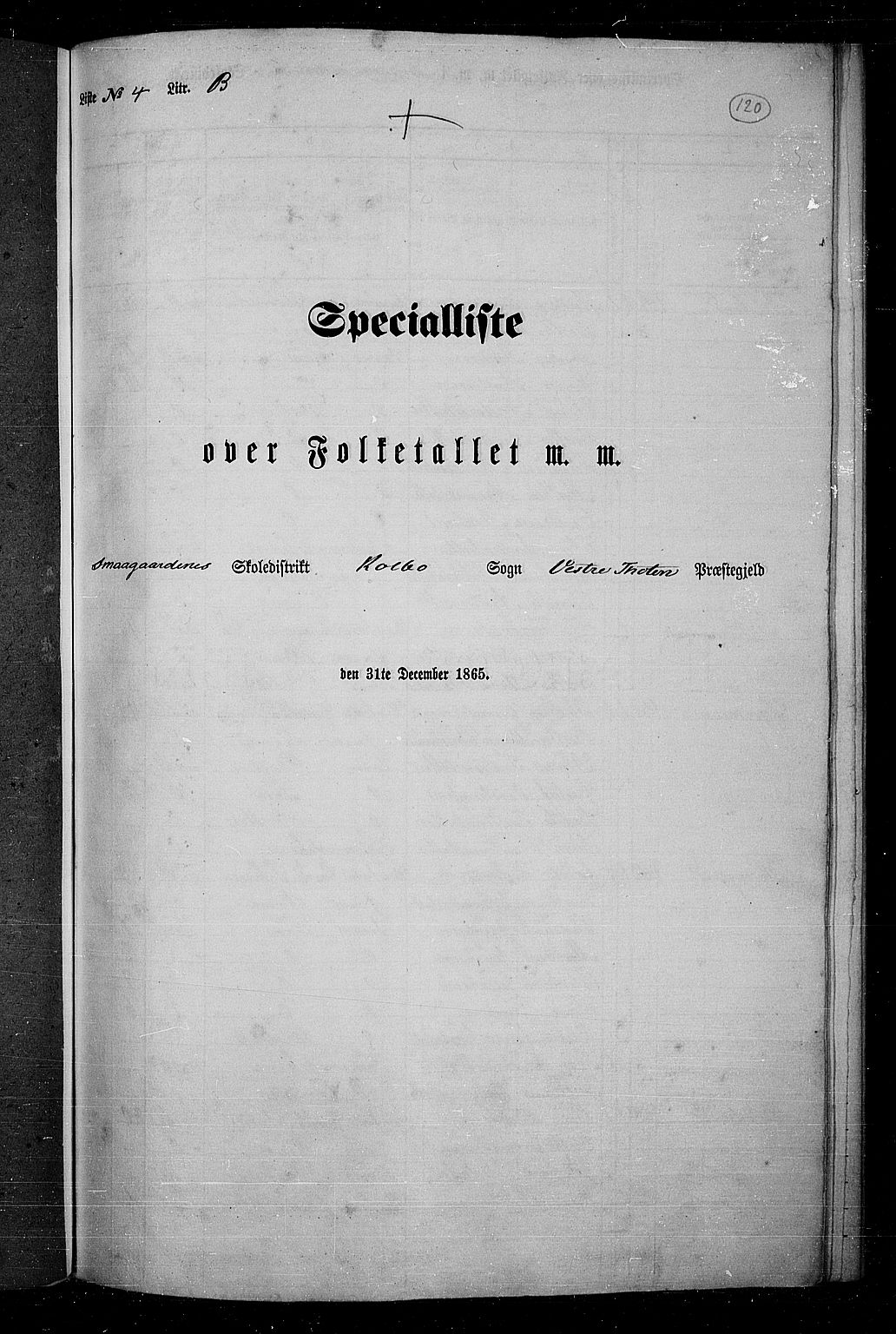 RA, Folketelling 1865 for 0529P Vestre Toten prestegjeld, 1865, s. 106