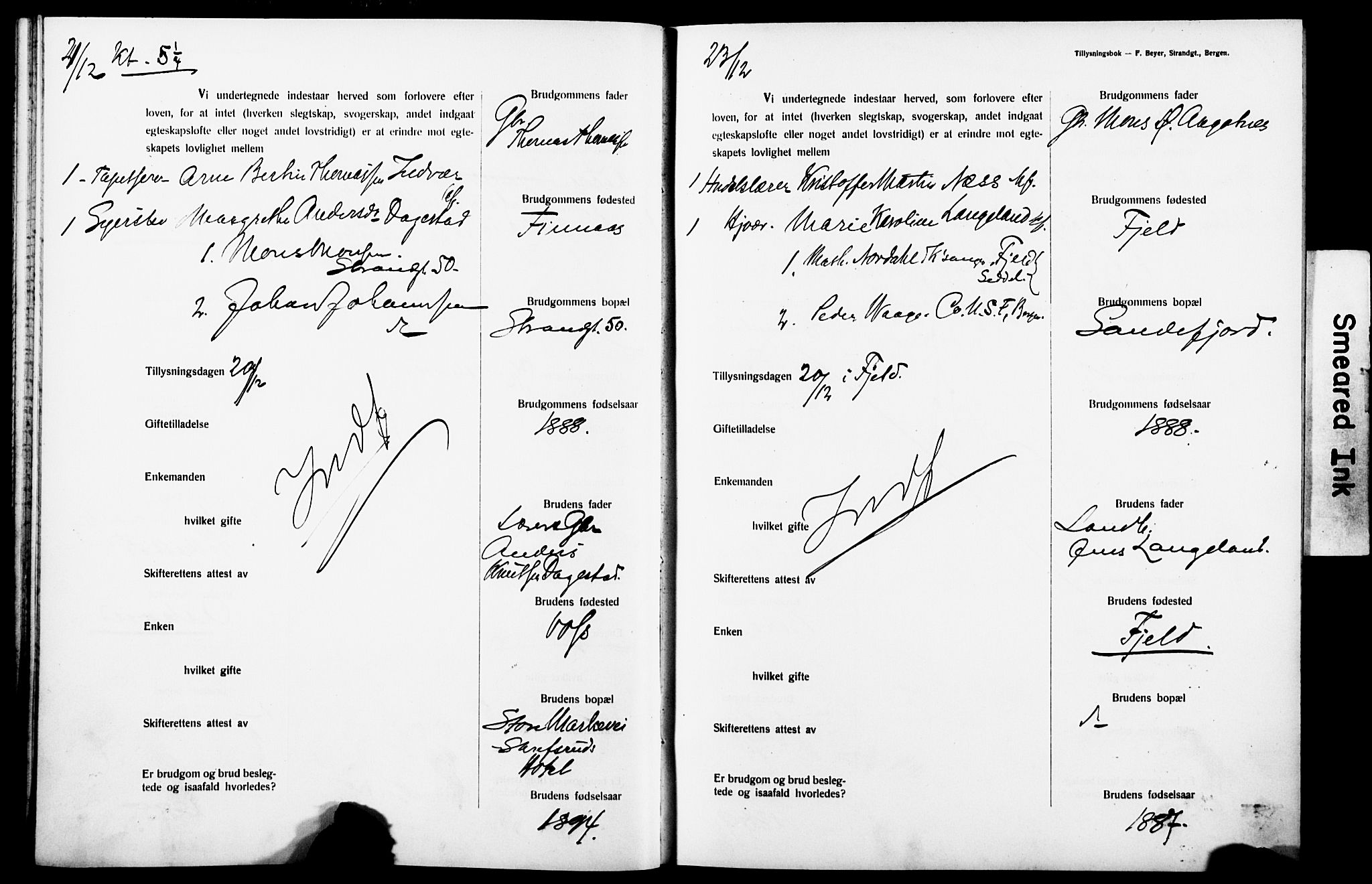 Nykirken Sokneprestembete, SAB/A-77101: Forlovererklæringer nr. II.5.7, 1914-1917, s. 29