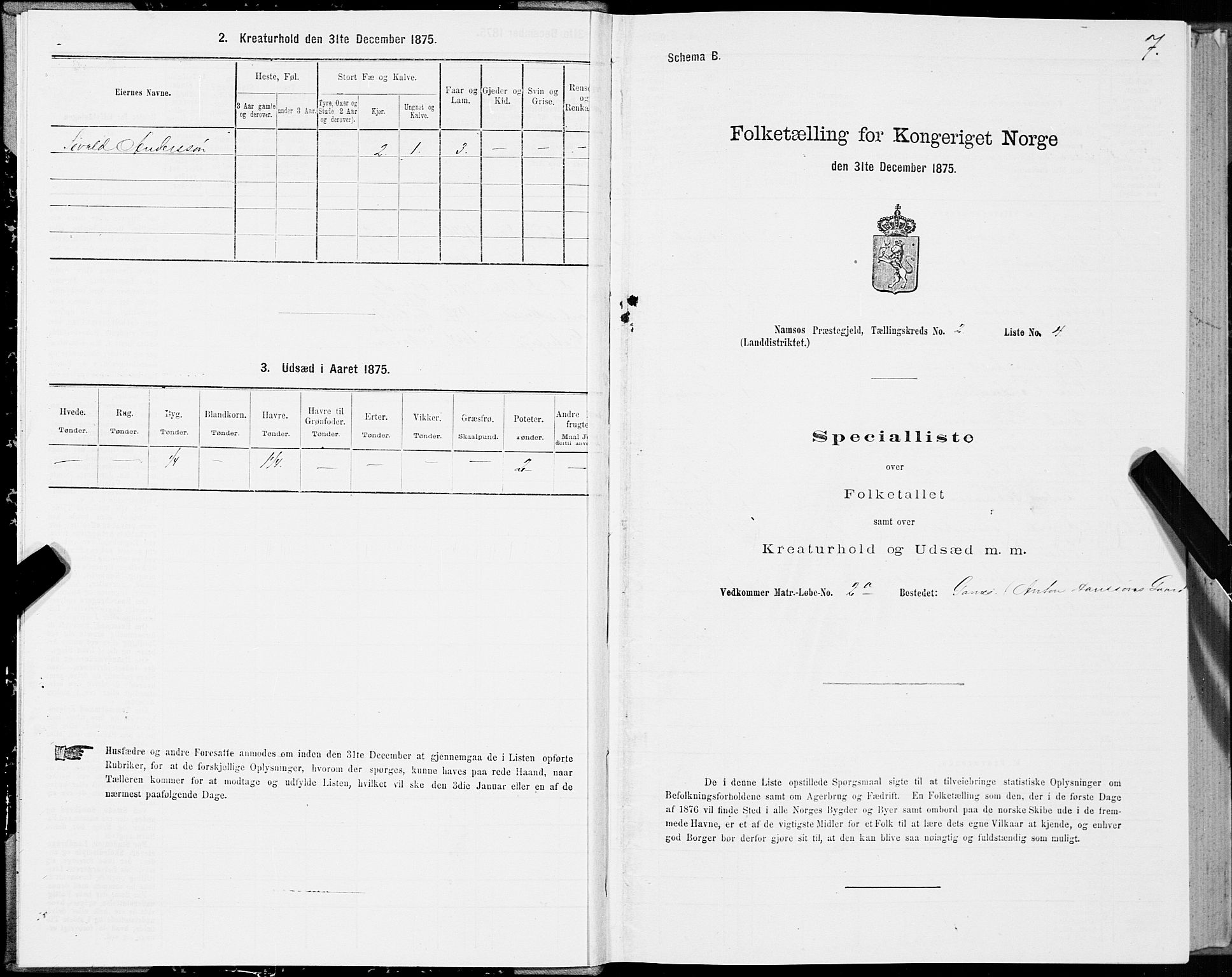 SAT, Folketelling 1875 for 1745L Namsos prestegjeld, Vemundvik sokn og Sævik sokn, 1875, s. 2007