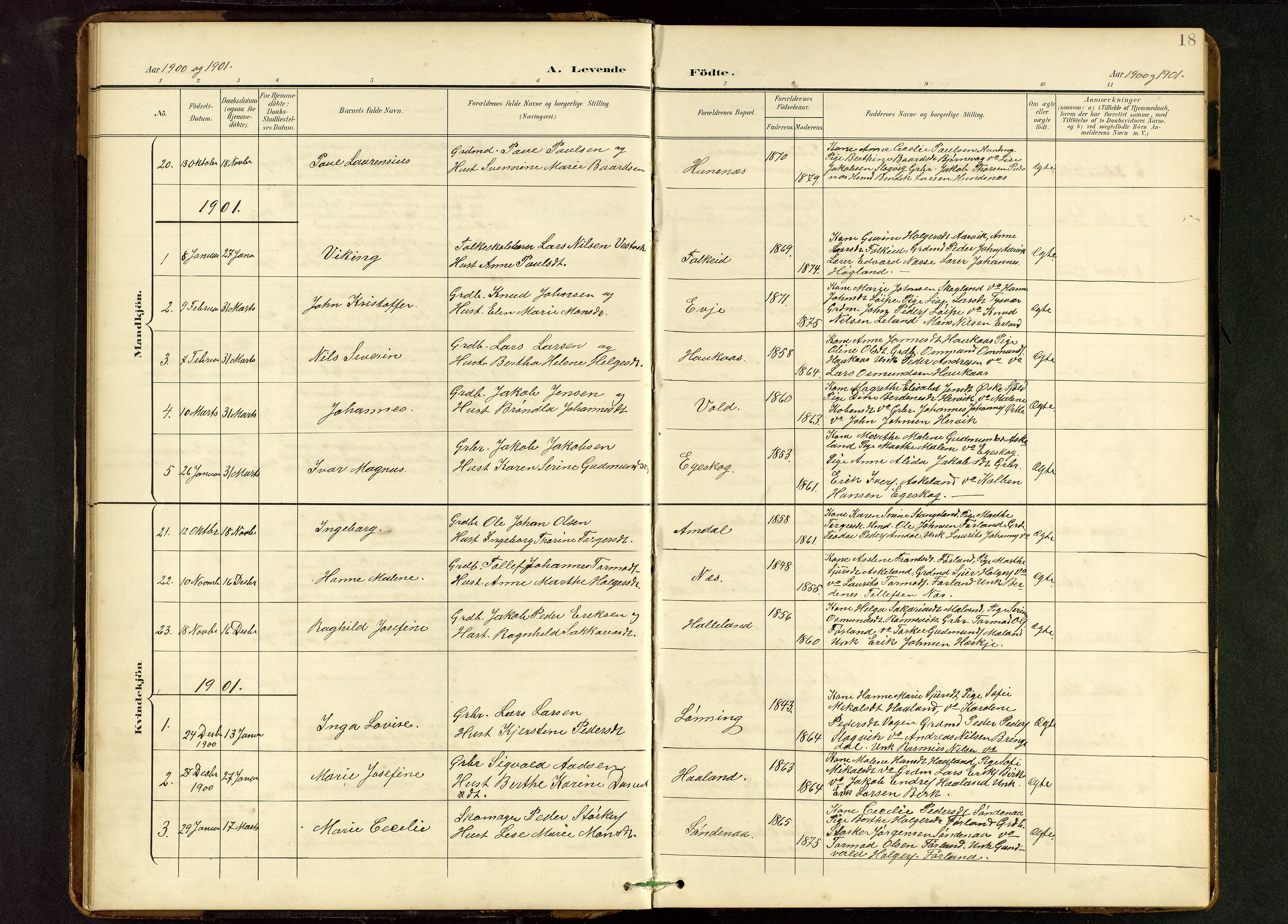 Tysvær sokneprestkontor, AV/SAST-A -101864/H/Ha/Hab/L0010: Klokkerbok nr. B 10, 1897-1912, s. 18