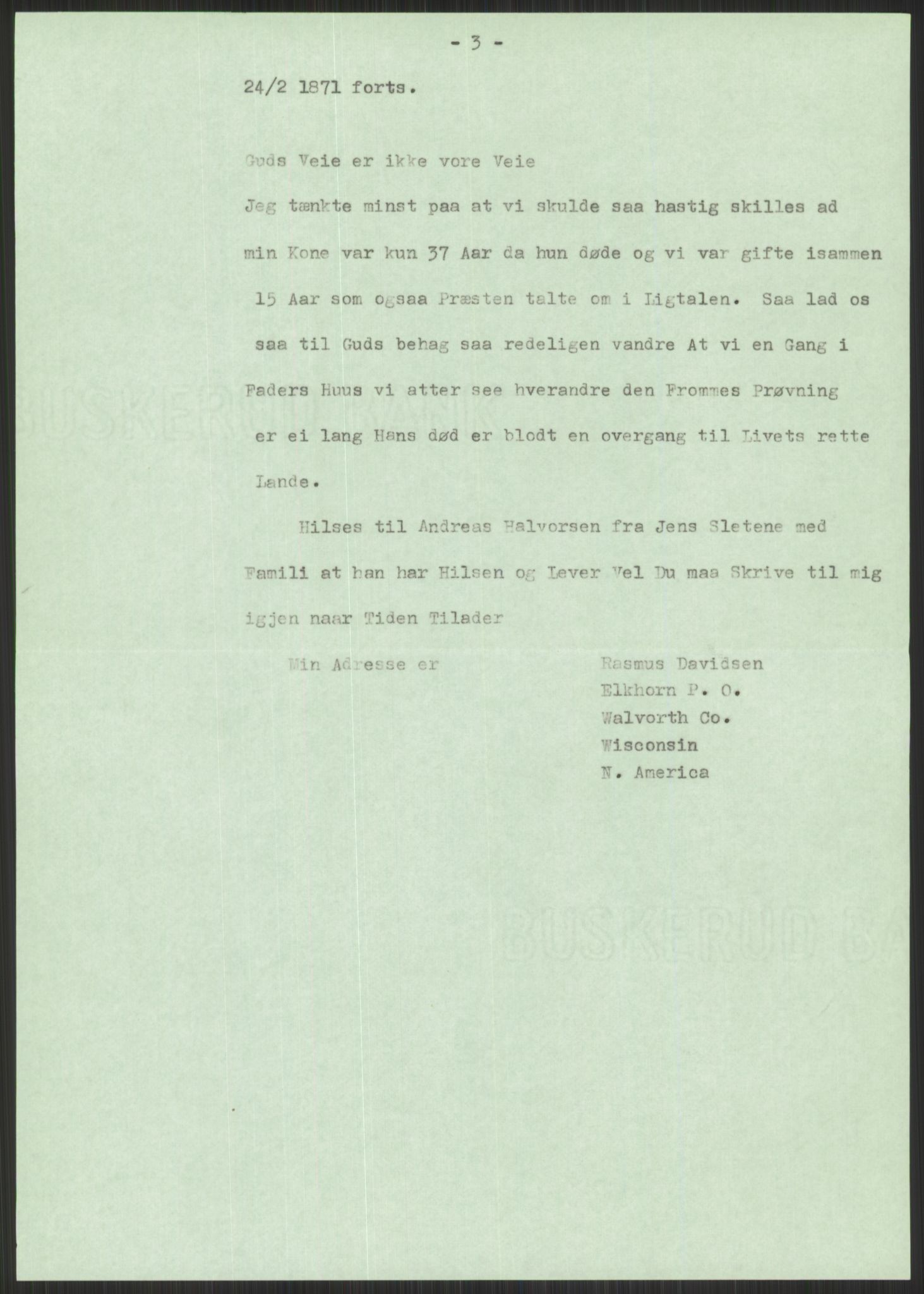 Samlinger til kildeutgivelse, Amerikabrevene, RA/EA-4057/F/L0022: Innlån fra Vestfold. Innlån fra Telemark: Bratås - Duus, 1838-1914, s. 33