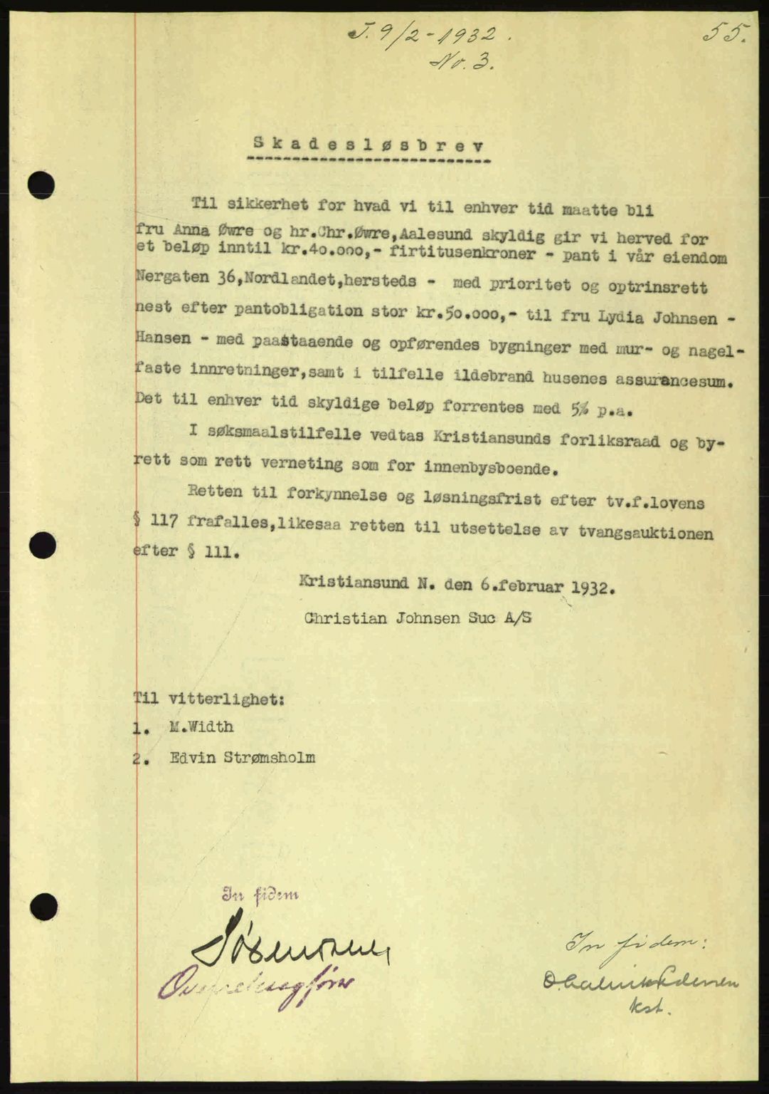 Kristiansund byfogd, SAT/A-4587/A/27: Pantebok nr. 26, 1931-1933, Tingl.dato: 09.02.1932