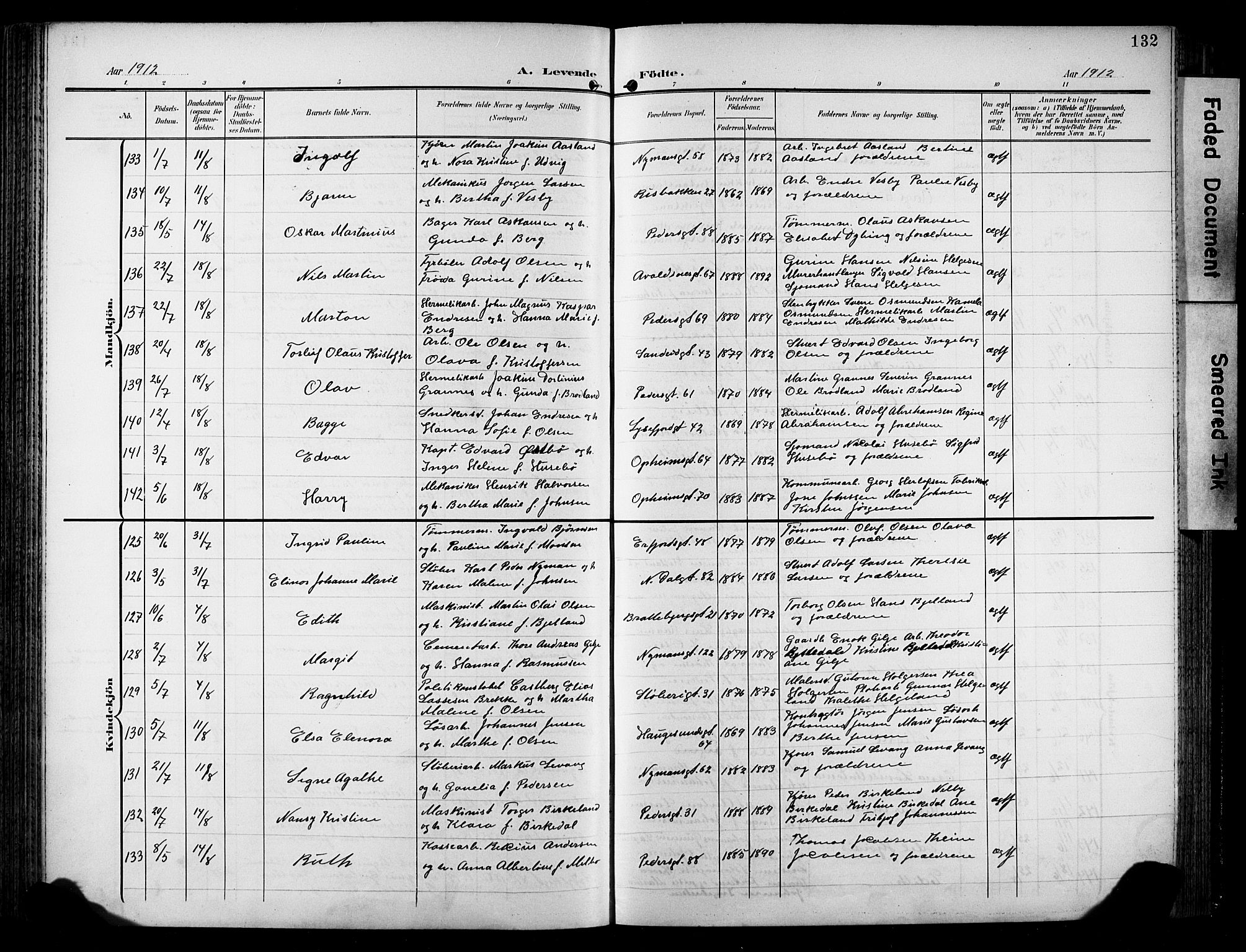 St. Johannes sokneprestkontor, SAST/A-101814/001/30/30BB/L0006: Klokkerbok nr. B 6, 1907-1917, s. 132