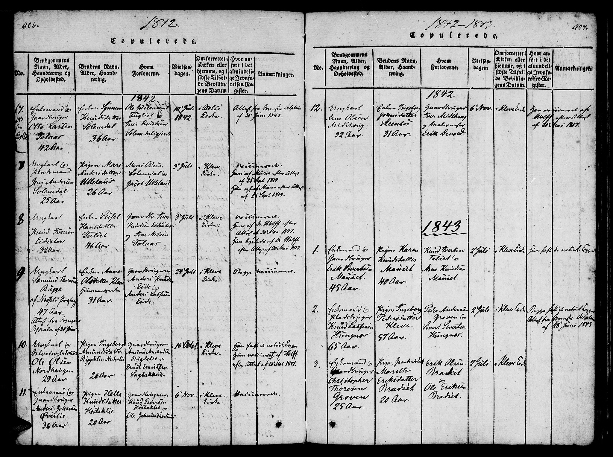 Ministerialprotokoller, klokkerbøker og fødselsregistre - Møre og Romsdal, AV/SAT-A-1454/557/L0679: Ministerialbok nr. 557A01, 1818-1843, s. 406-407