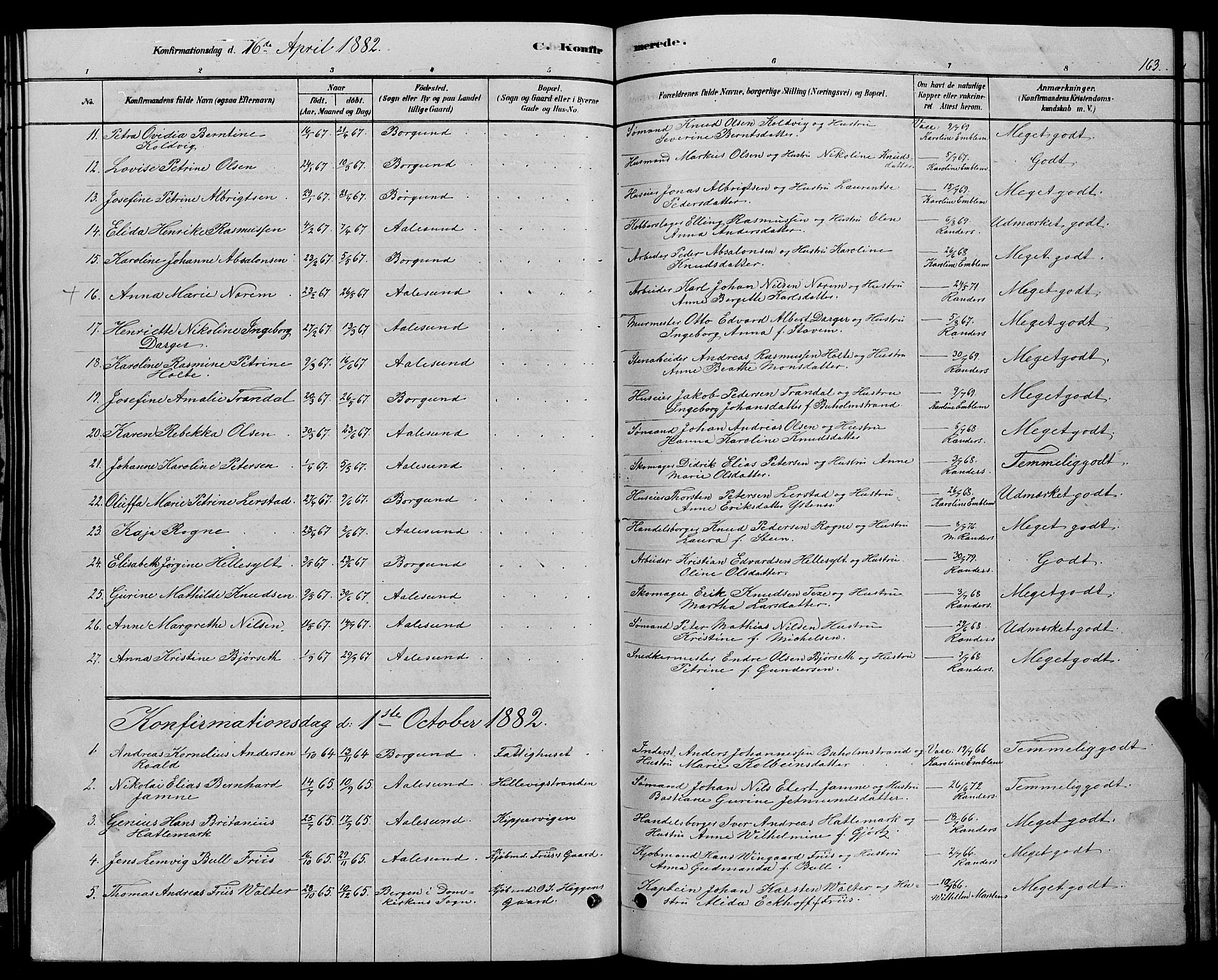 Ministerialprotokoller, klokkerbøker og fødselsregistre - Møre og Romsdal, AV/SAT-A-1454/529/L0466: Klokkerbok nr. 529C03, 1878-1888, s. 163