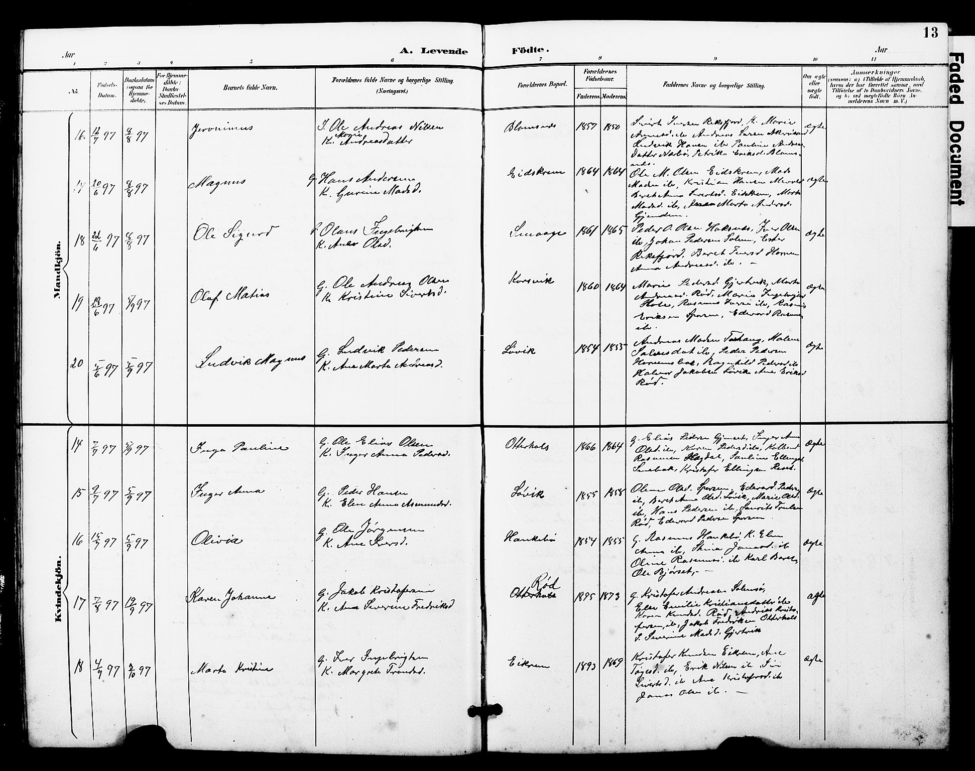 Ministerialprotokoller, klokkerbøker og fødselsregistre - Møre og Romsdal, AV/SAT-A-1454/560/L0725: Klokkerbok nr. 560C02, 1895-1930, s. 13