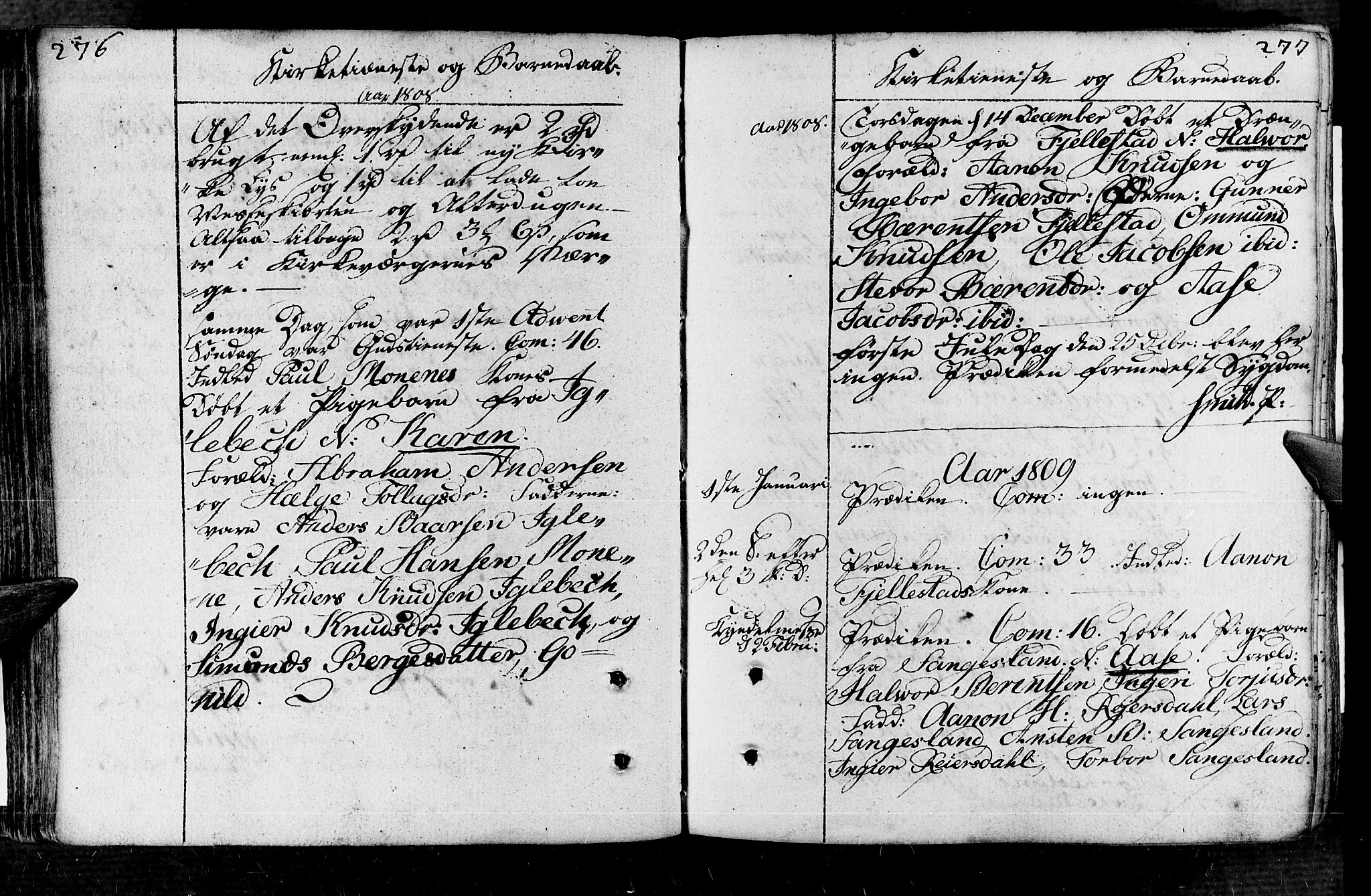 Vennesla sokneprestkontor, SAK/1111-0045/Fa/Fac/L0002: Ministerialbok nr. A 2, 1785-1834, s. 276-277