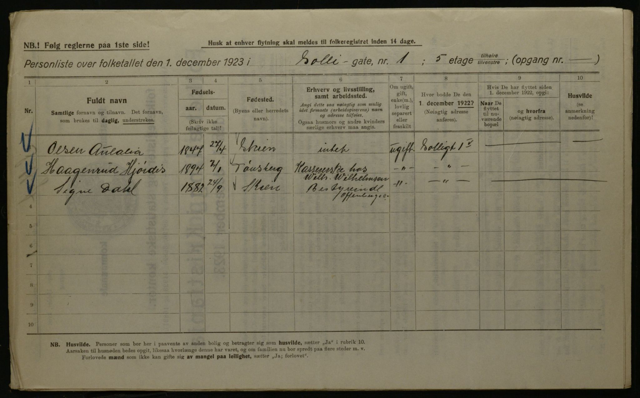 OBA, Kommunal folketelling 1.12.1923 for Kristiania, 1923, s. 109773