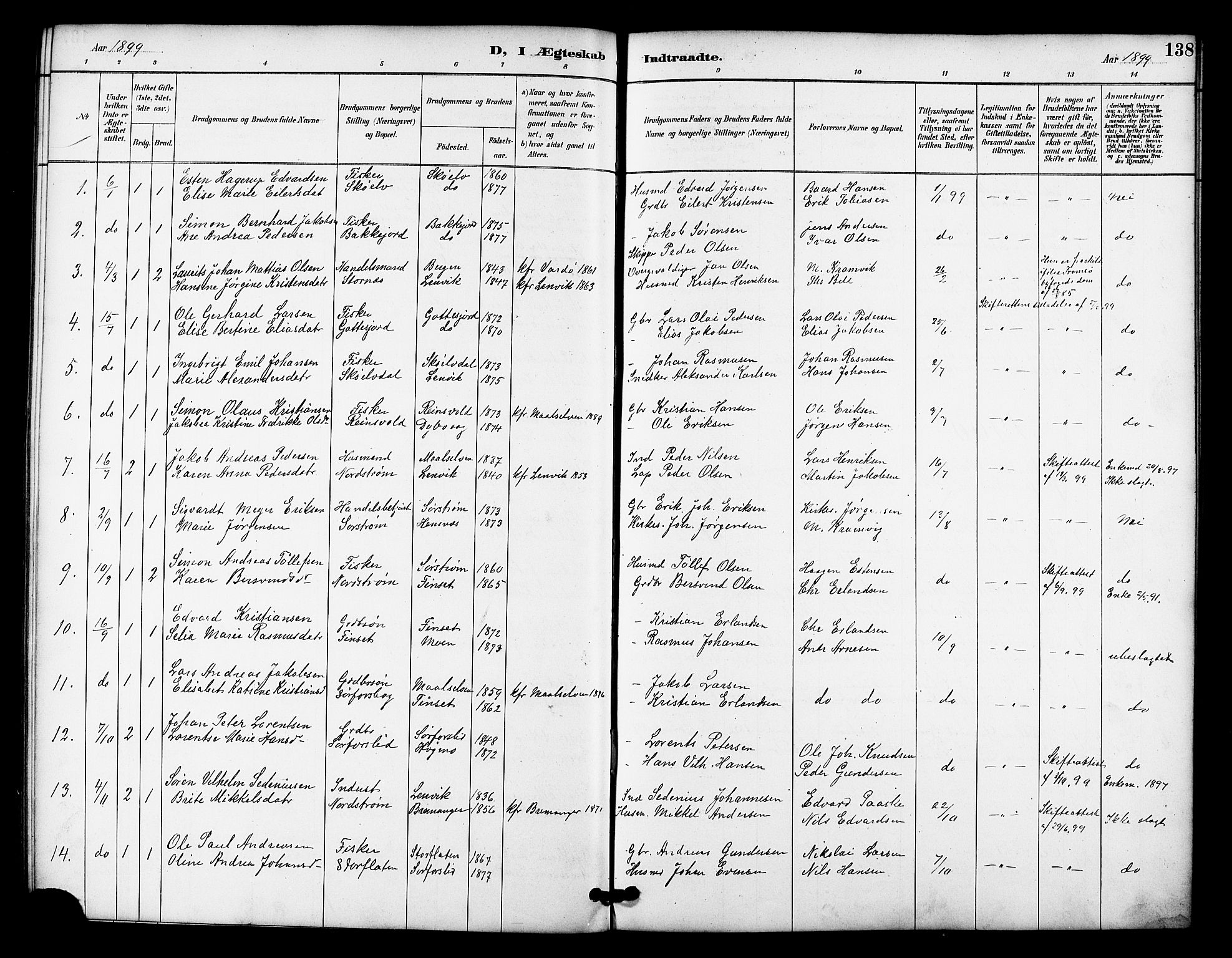 Tranøy sokneprestkontor, SATØ/S-1313/I/Ia/Iab/L0022klokker: Klokkerbok nr. 22, 1887-1912, s. 138