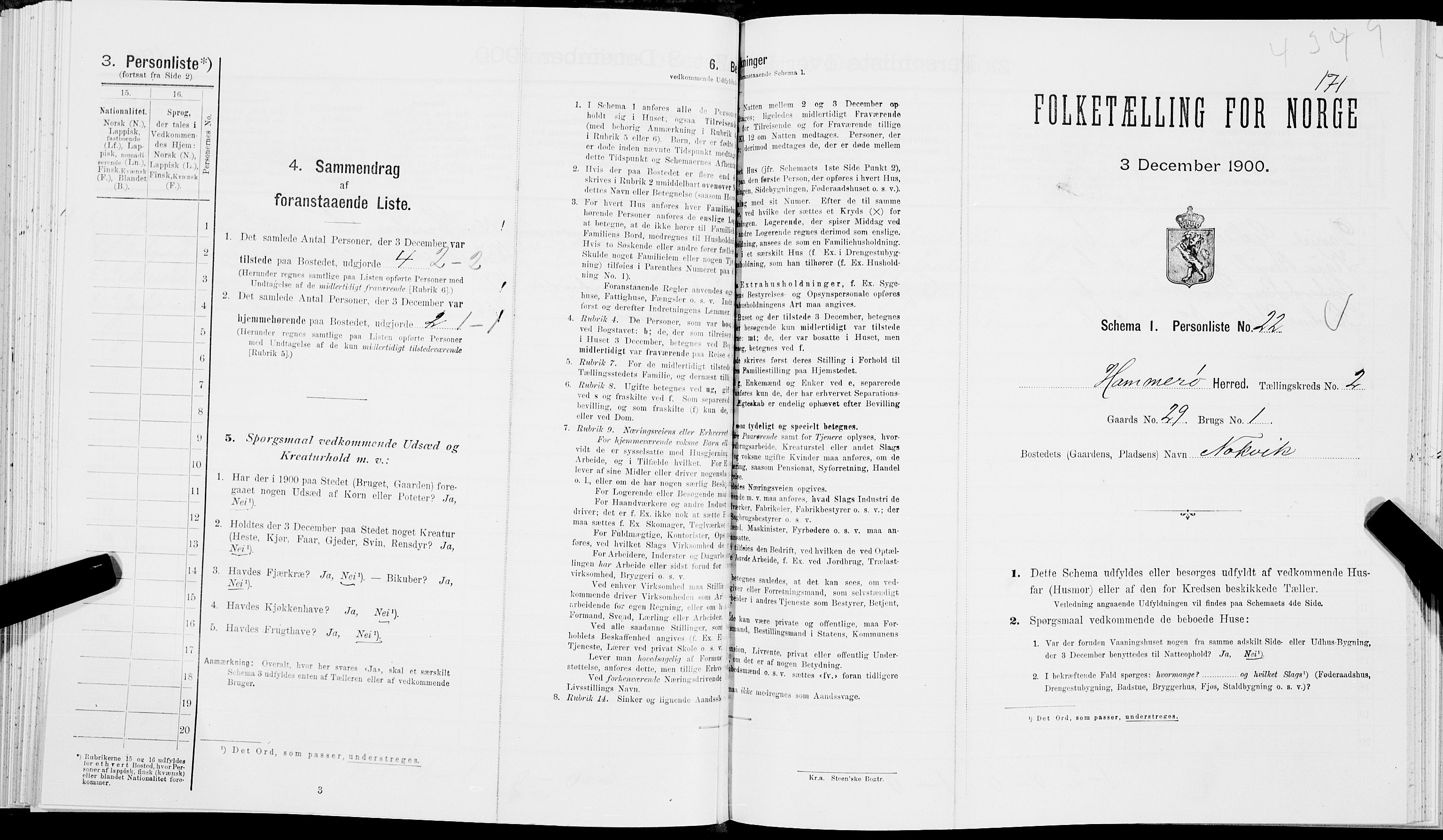 SAT, Folketelling 1900 for 1849 Hamarøy herred, 1900, s. 188