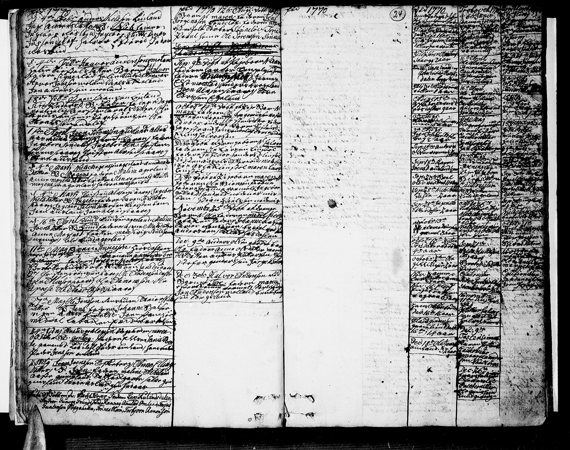 Søndeled sokneprestkontor, SAK/1111-0038/F/Fb/L0001: Klokkerbok nr. B 1, 1746-1816, s. 24