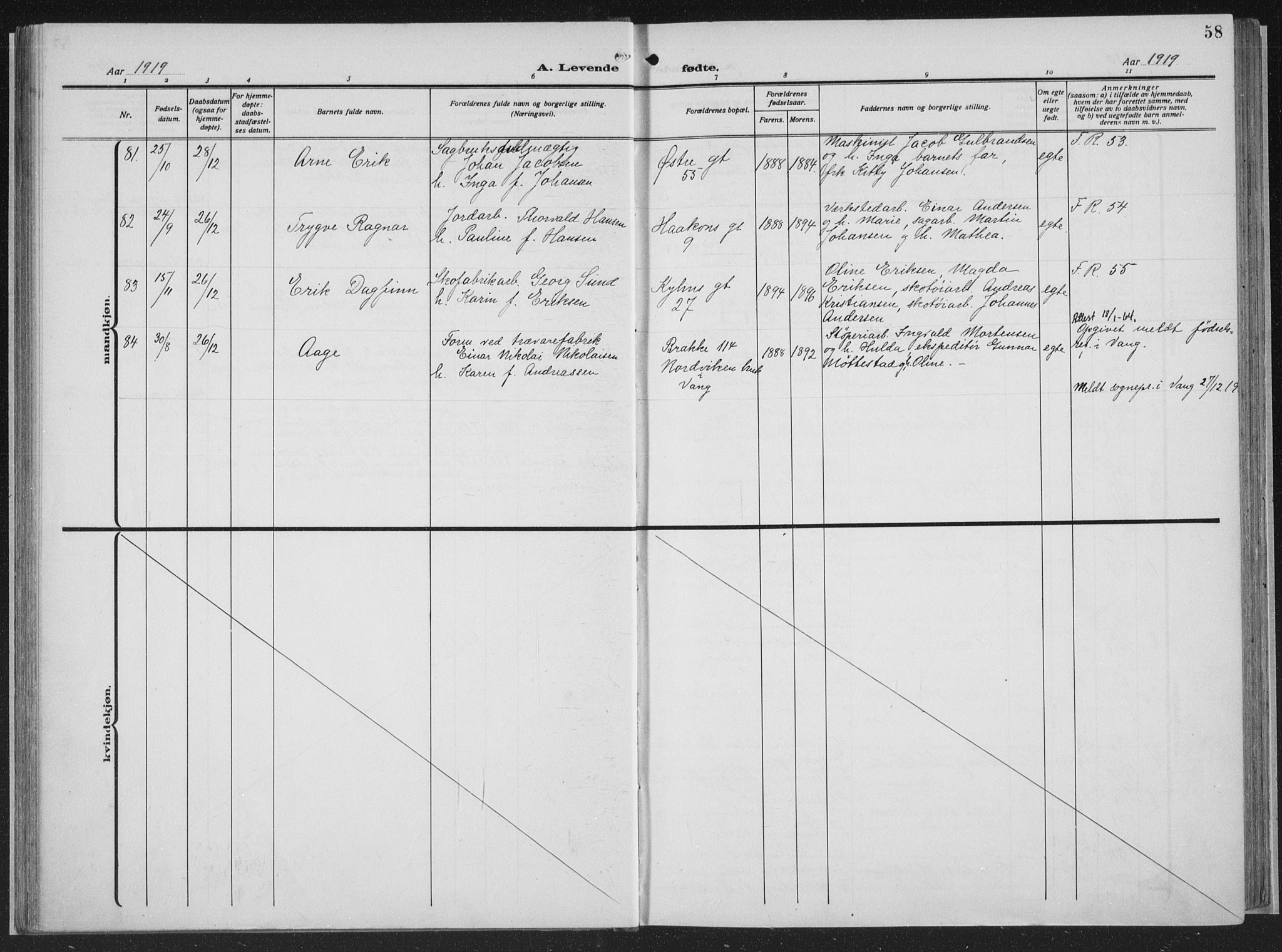 Hamar prestekontor, AV/SAH-DOMPH-002/H/Ha/Haa/L0002: Ministerialbok nr. 2, 1915-1936, s. 58