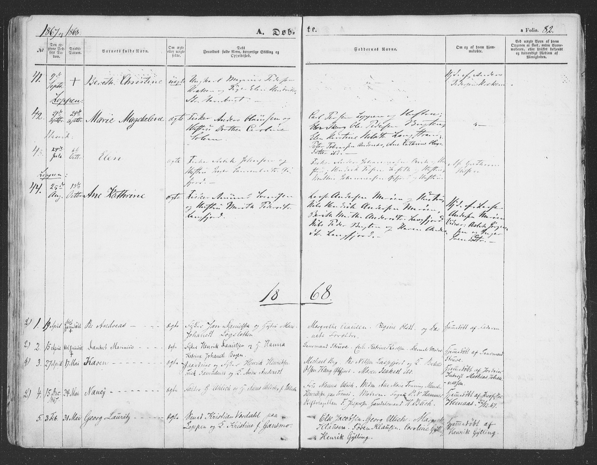 Loppa sokneprestkontor, AV/SATØ-S-1339/H/Ha/L0004kirke: Ministerialbok nr. 4, 1849-1868, s. 82