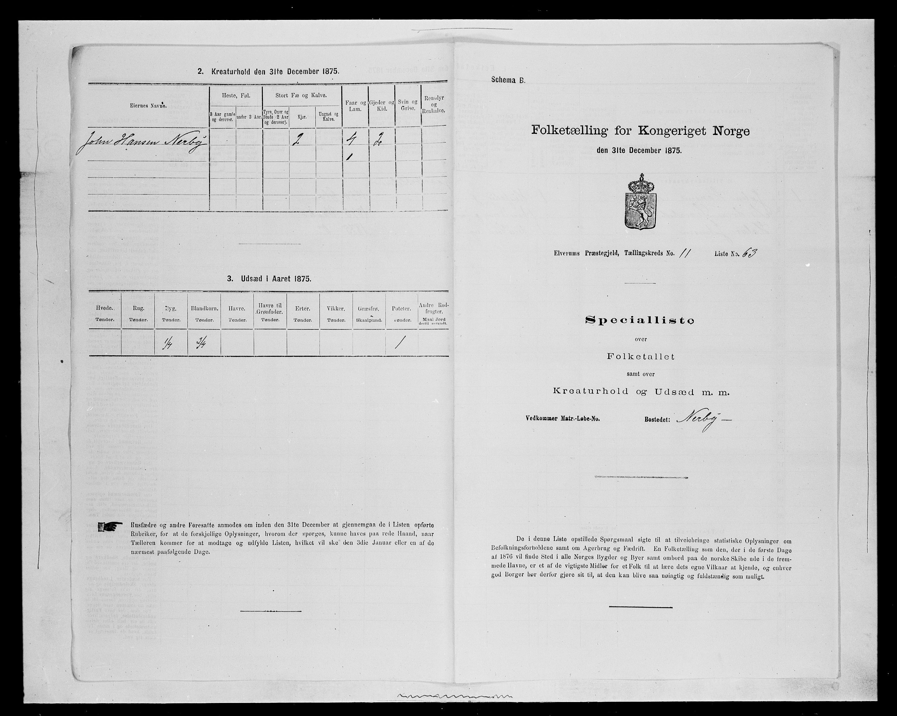 SAH, Folketelling 1875 for 0427P Elverum prestegjeld, 1875, s. 2286