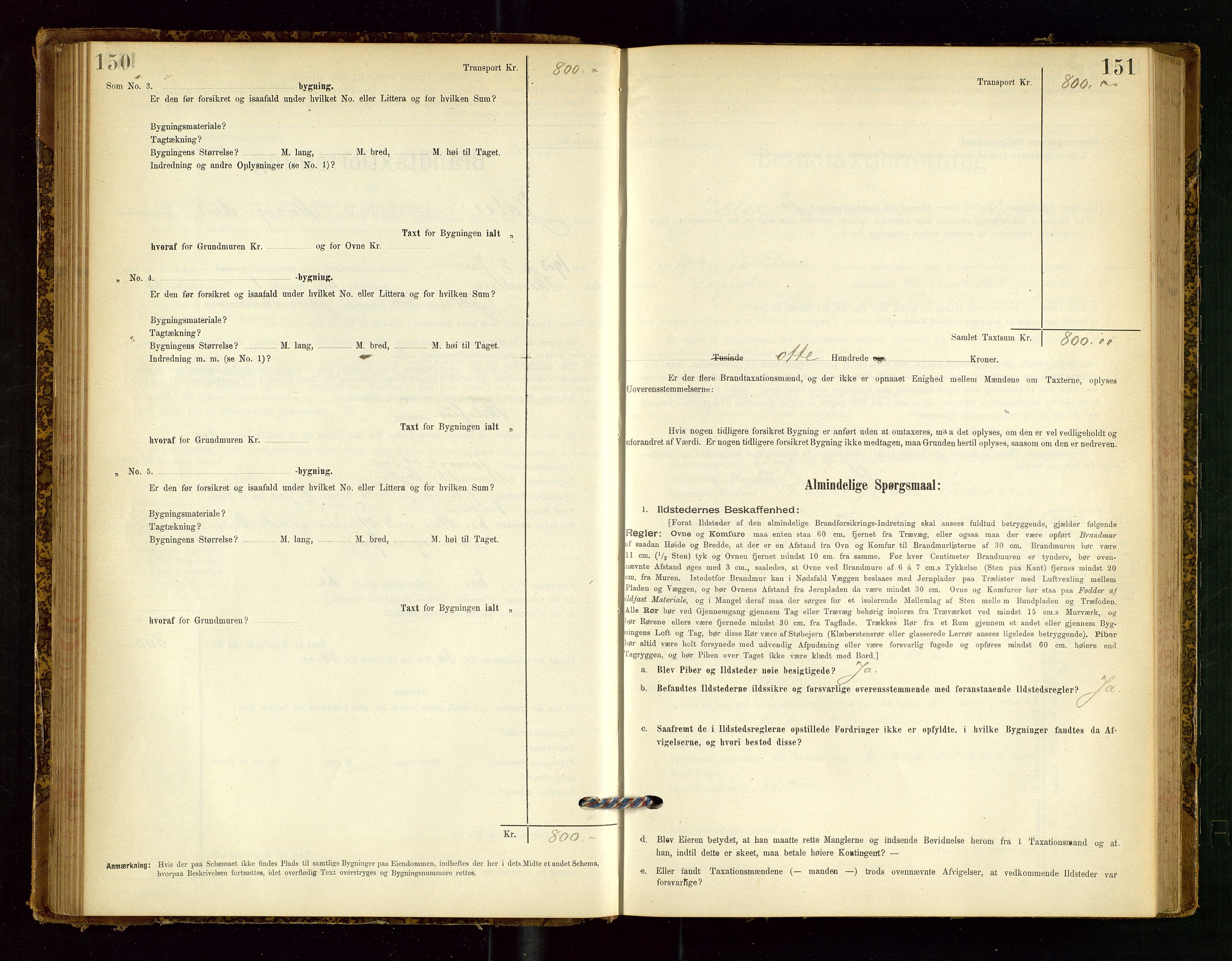 Jelsa lensmannskontor, SAST/A-100360/Gob/L0001: "Brandtaxationsprotocol", 1895-1918, s. 150-151
