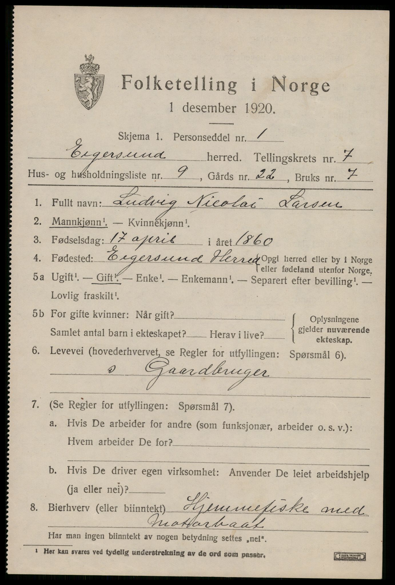 SAST, Folketelling 1920 for 1116 Eigersund herred, 1920, s. 4737