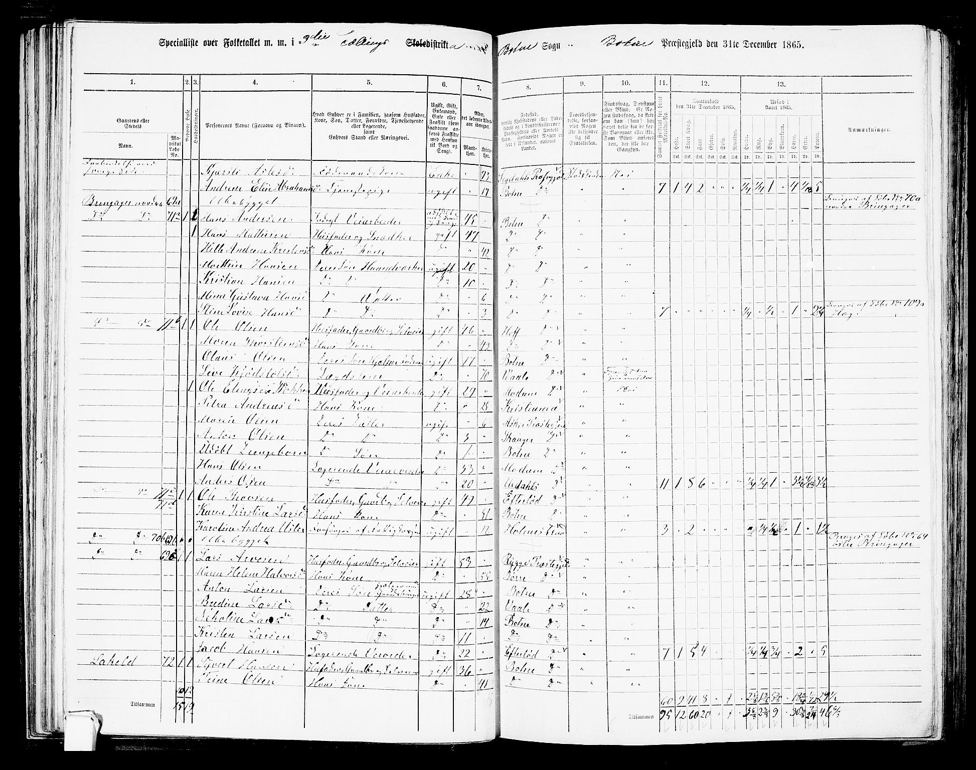 RA, Folketelling 1865 for 0715L Botne prestegjeld, Botne sokn og Hillestad sokn, 1865, s. 58