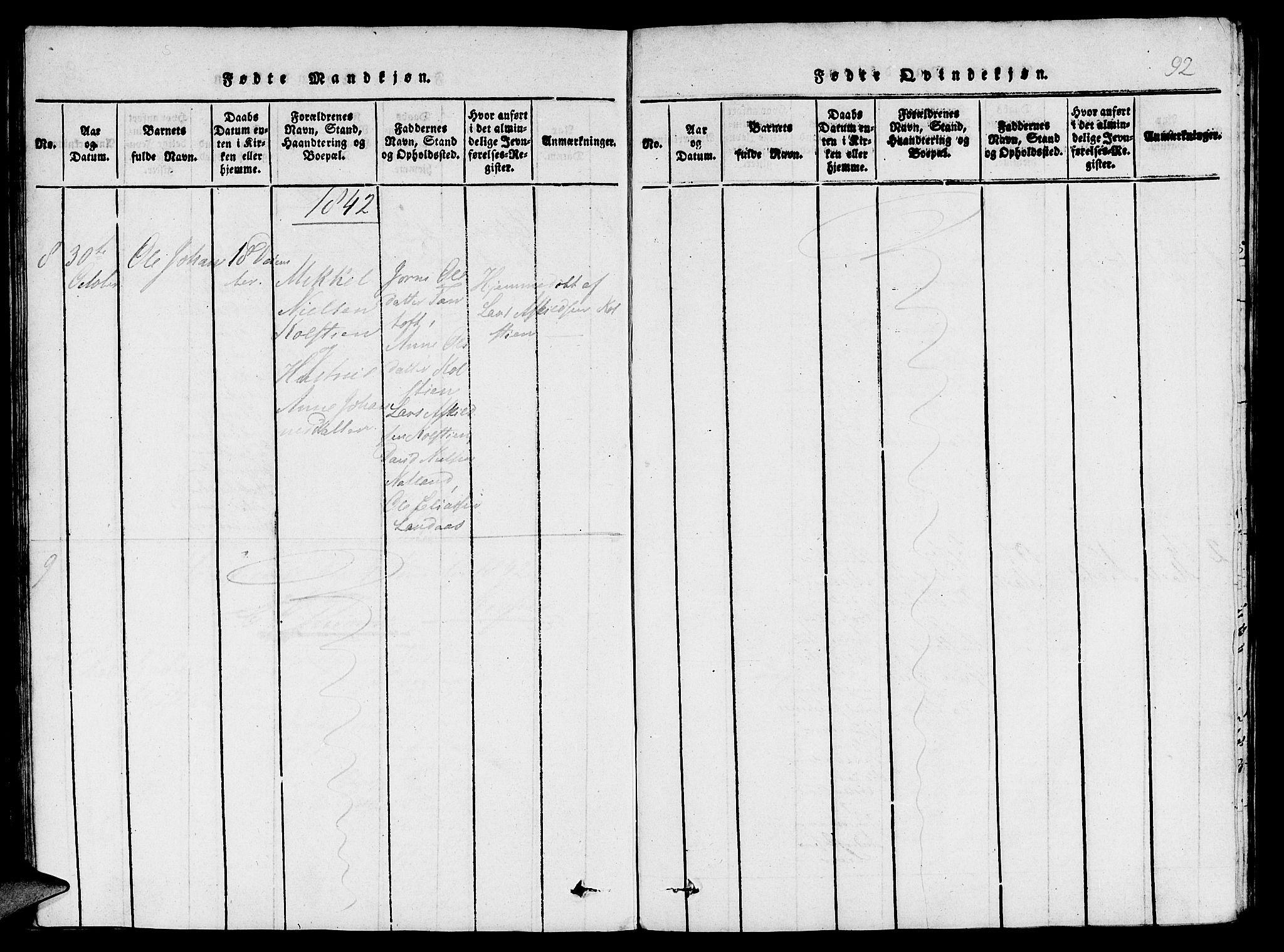 St. Jørgens hospital og Årstad sokneprestembete, AV/SAB-A-99934: Klokkerbok nr. A 1, 1816-1843, s. 92