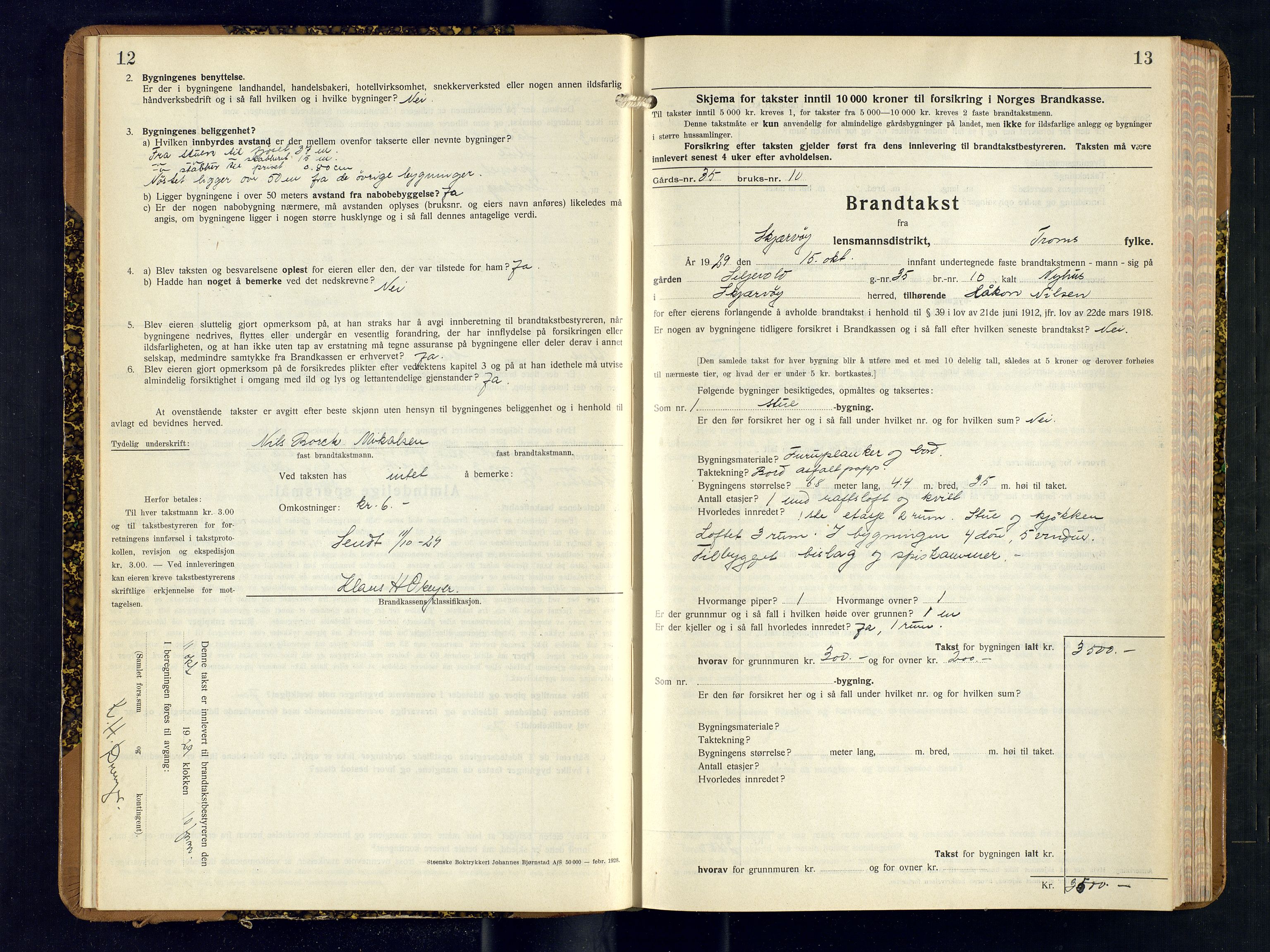 Skjervøy lensmannskontor, AV/SATØ-SATØ-63/F/Fu/Fub/L0262: Branntakstprotokoll (S), 1929-1931, s. 12-13