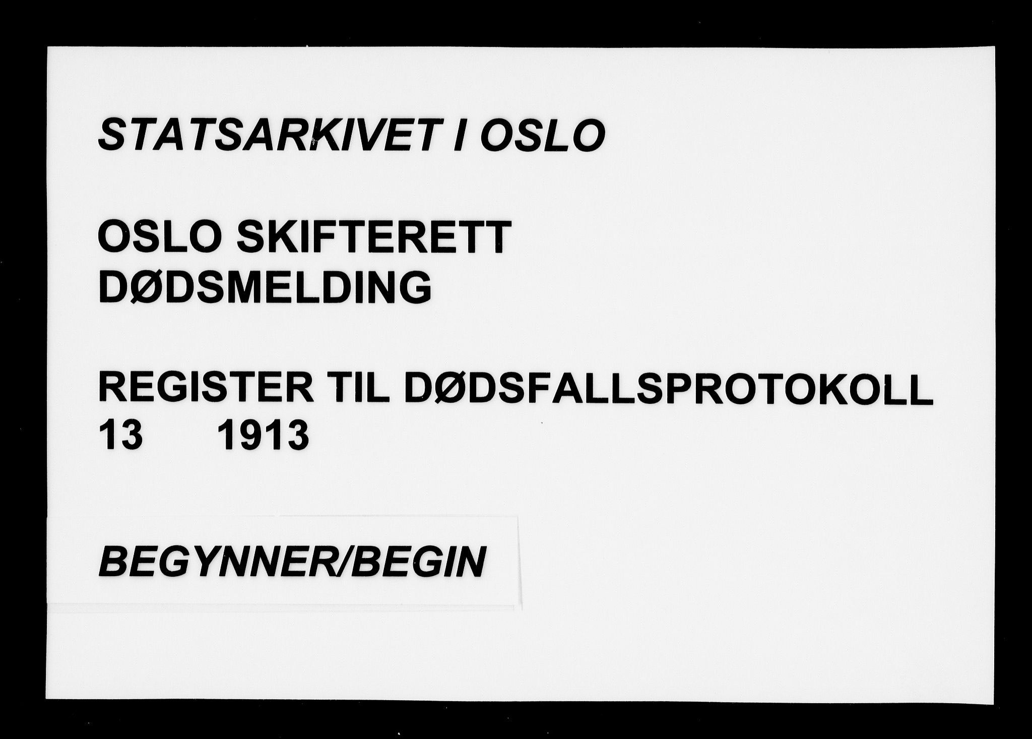 Oslo skifterett, AV/SAO-A-10383/F/Fa/Faa/L0013: Navneregister, 1913