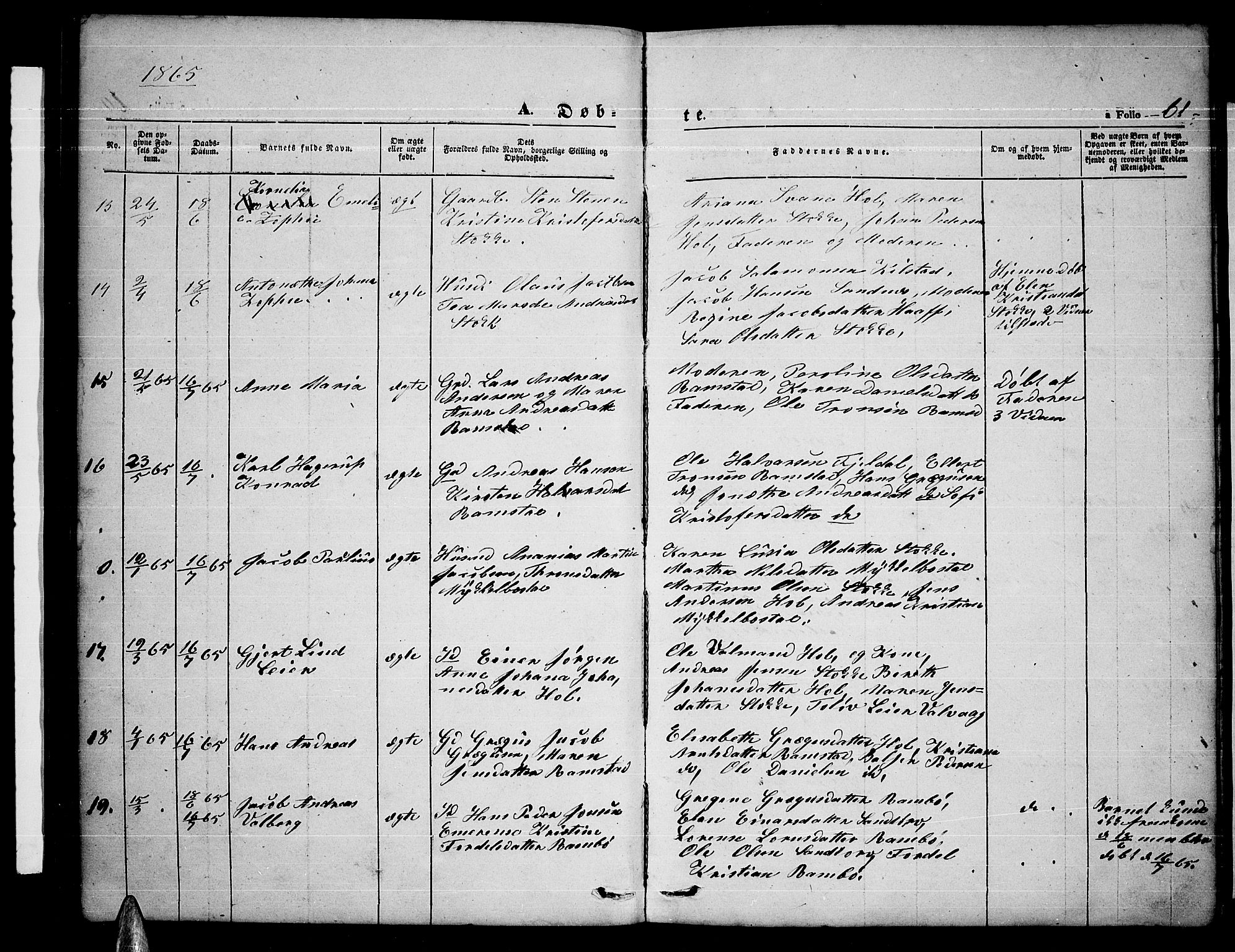 Ministerialprotokoller, klokkerbøker og fødselsregistre - Nordland, AV/SAT-A-1459/865/L0929: Klokkerbok nr. 865C01, 1840-1866, s. 61