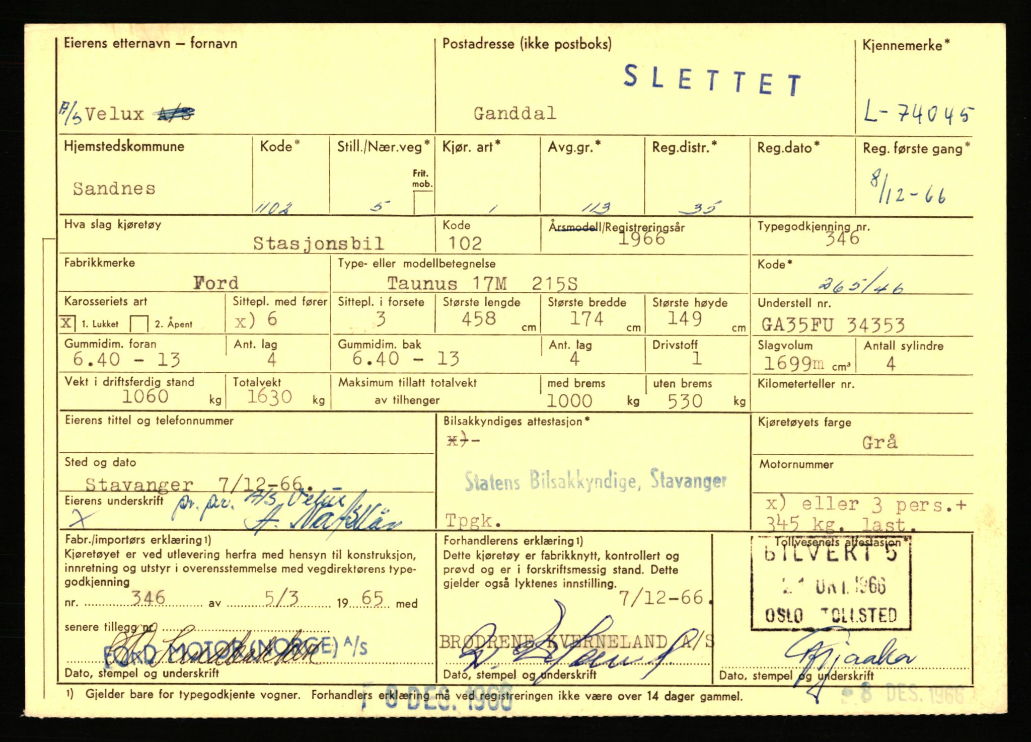 Stavanger trafikkstasjon, AV/SAST-A-101942/0/F/L0067: L-71600 - L-74999, 1930-1971, s. 1644