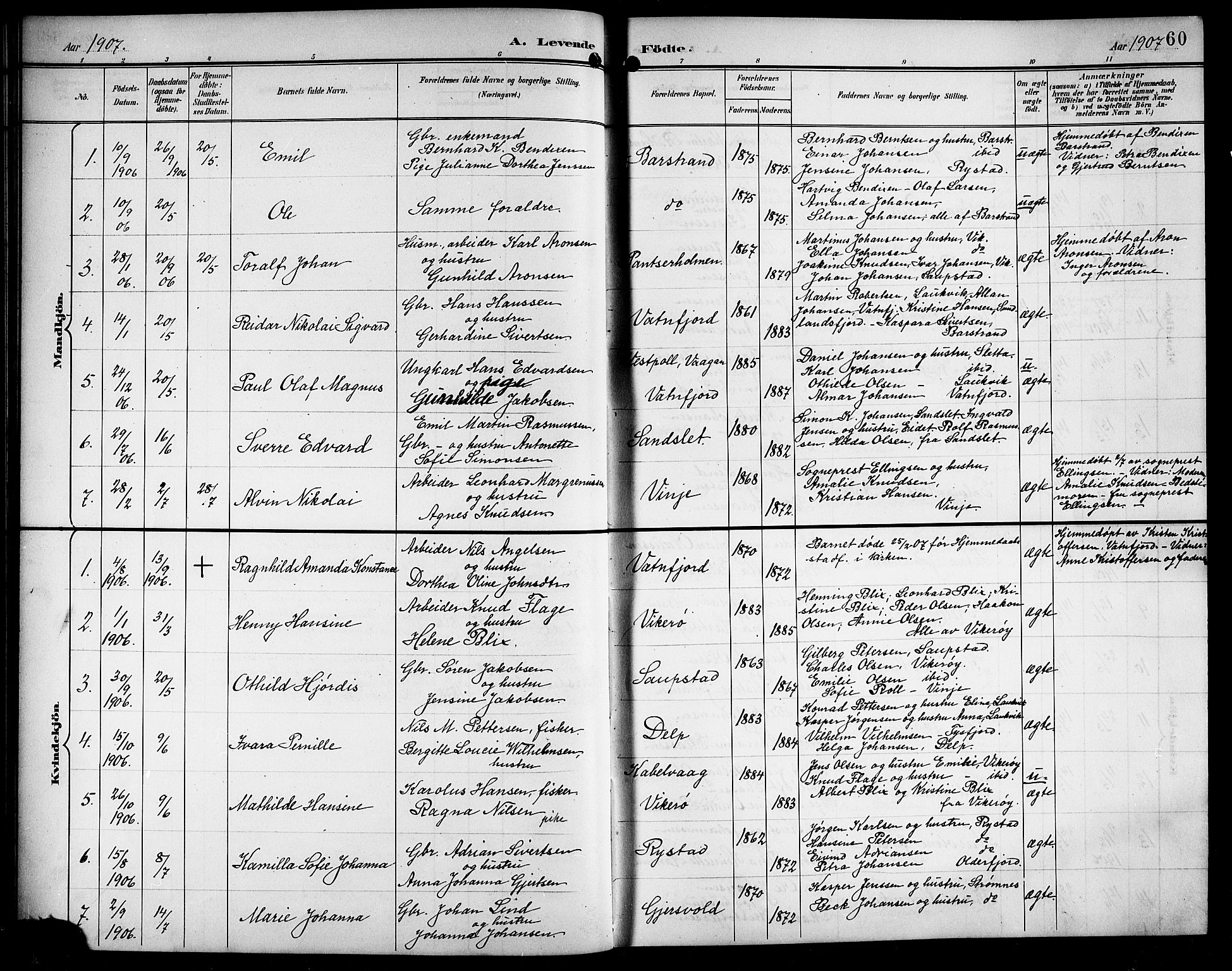 Ministerialprotokoller, klokkerbøker og fødselsregistre - Nordland, SAT/A-1459/876/L1105: Klokkerbok nr. 876C04, 1896-1914, s. 60