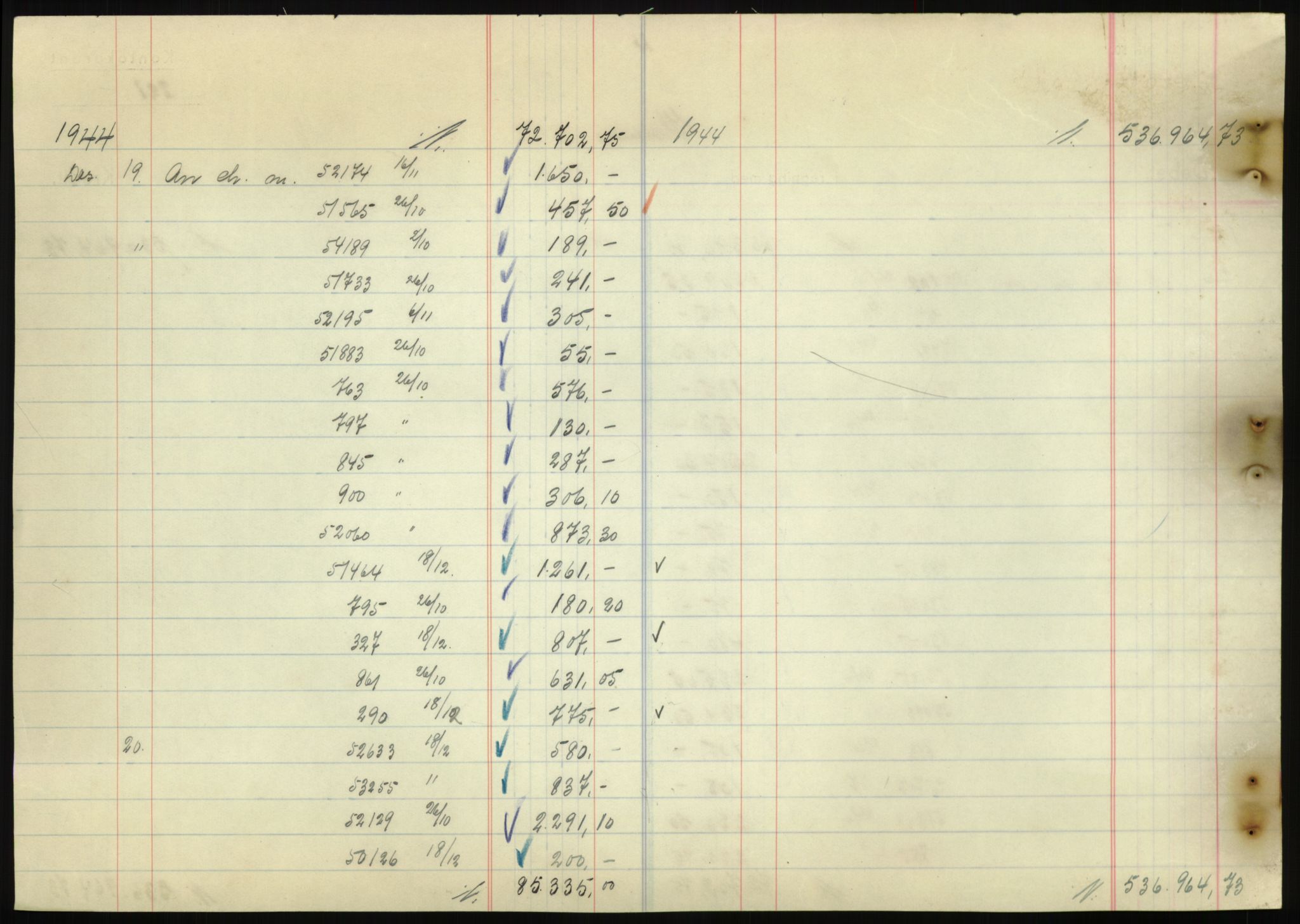 Forsvarsdepartementet, 10. kontor / Oppgjørskontoret, AV/RA-RAFA-1225/D/Db/L0180: Lista oppgjørskontor, 1942-1952, s. 1856