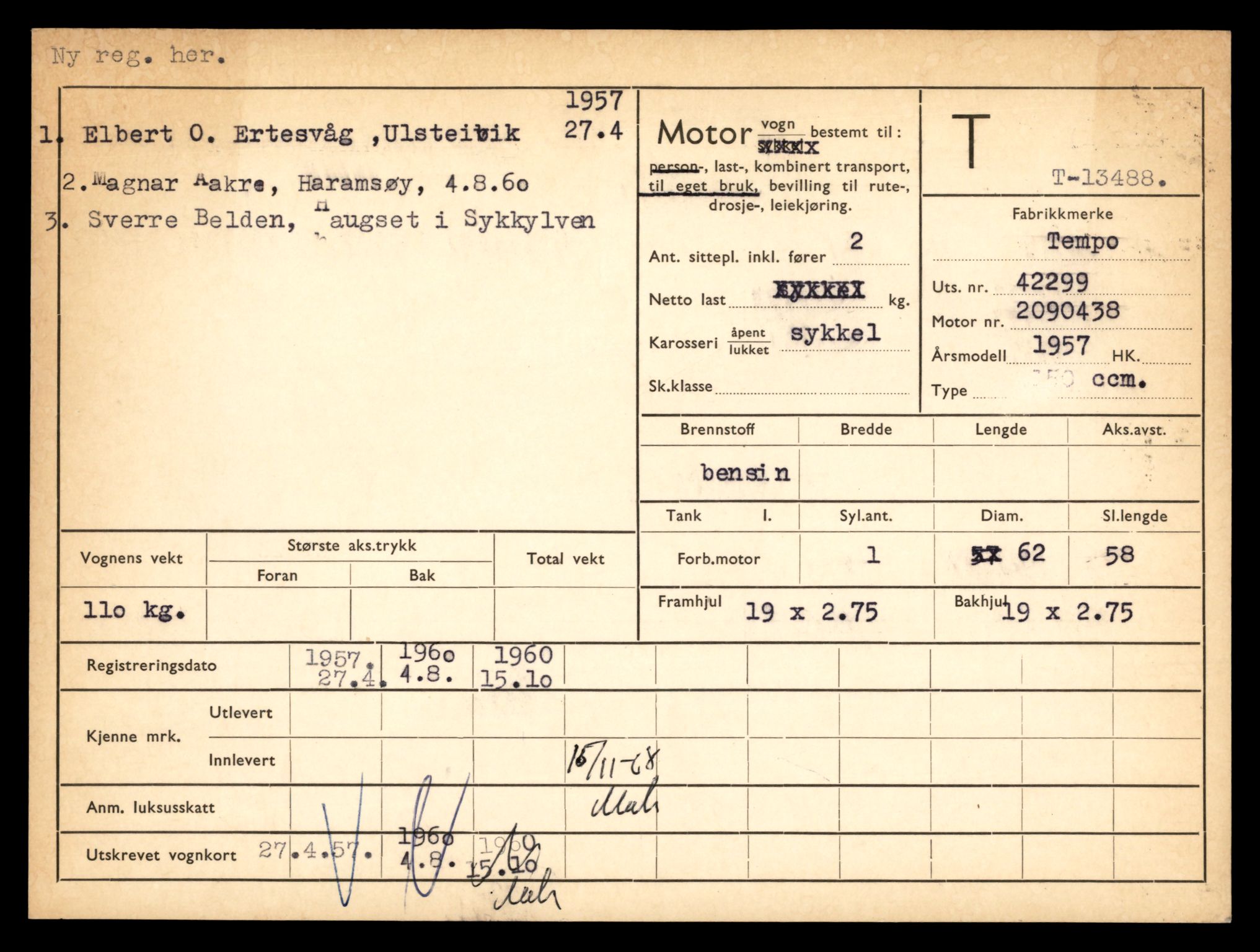 Møre og Romsdal vegkontor - Ålesund trafikkstasjon, AV/SAT-A-4099/F/Fe/L0039: Registreringskort for kjøretøy T 13361 - T 13530, 1927-1998, s. 2223