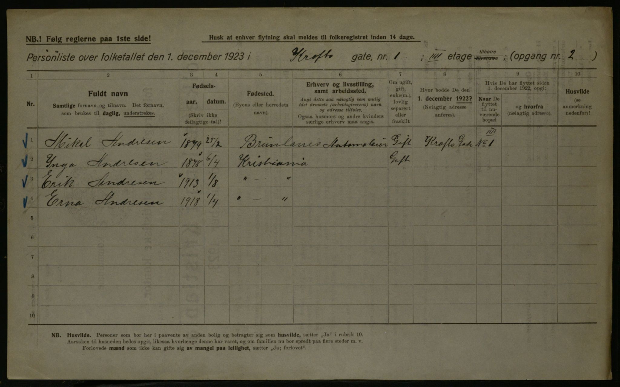 OBA, Kommunal folketelling 1.12.1923 for Kristiania, 1923, s. 60327