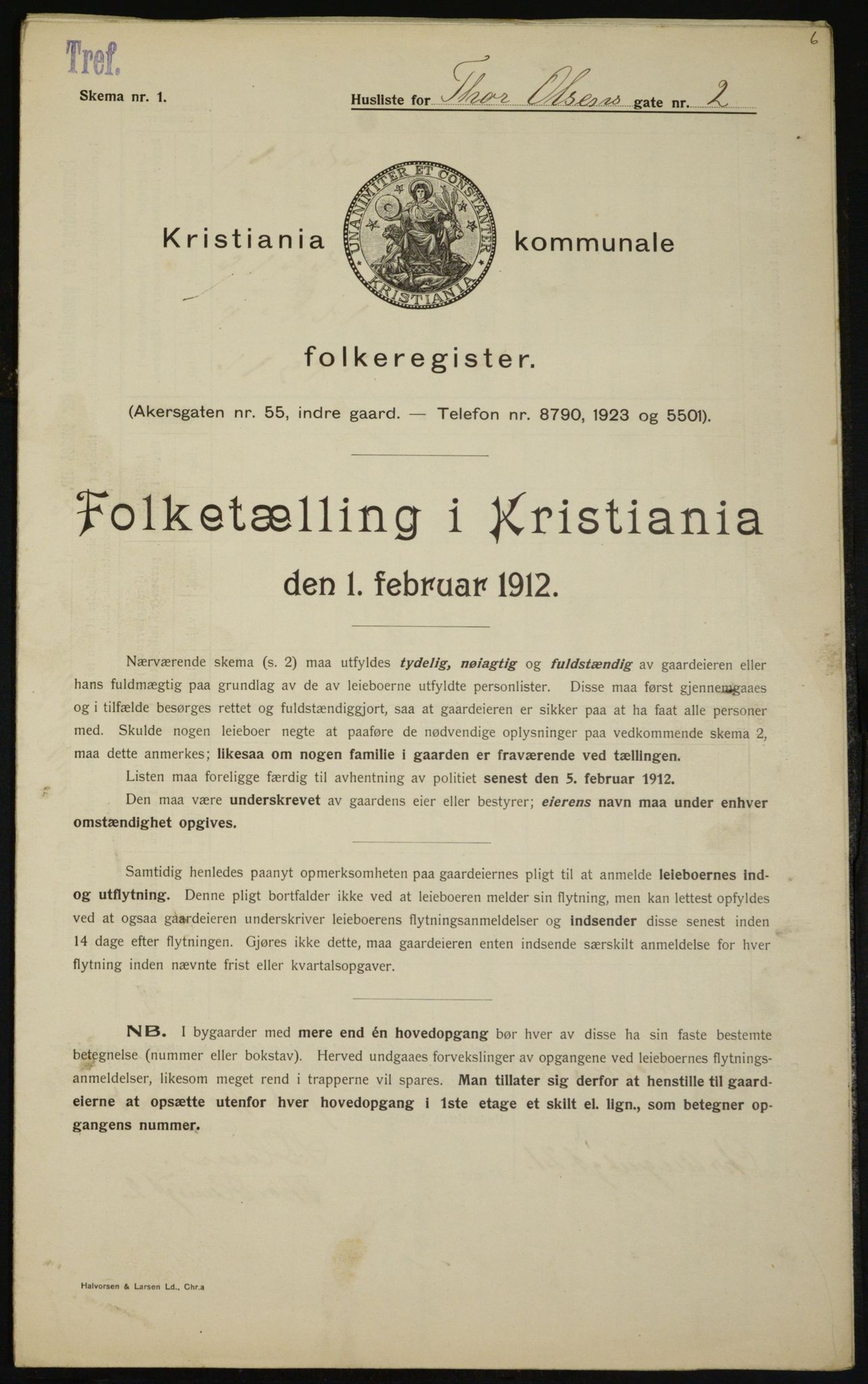 OBA, Kommunal folketelling 1.2.1912 for Kristiania, 1912, s. 109246