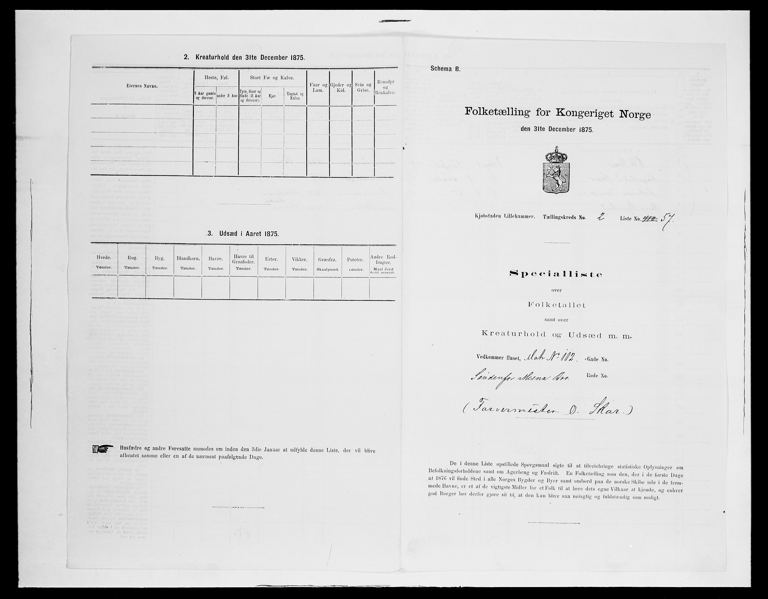 SAH, Folketelling 1875 for 0501B Fåberg prestegjeld, Lillehammer kjøpstad, 1875, s. 131