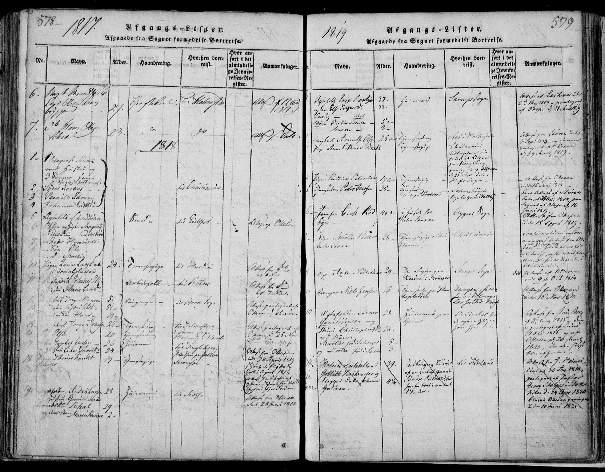 Sande Kirkebøker, AV/SAKO-A-53/F/Fa/L0003: Ministerialbok nr. 3, 1814-1847, s. 578-579