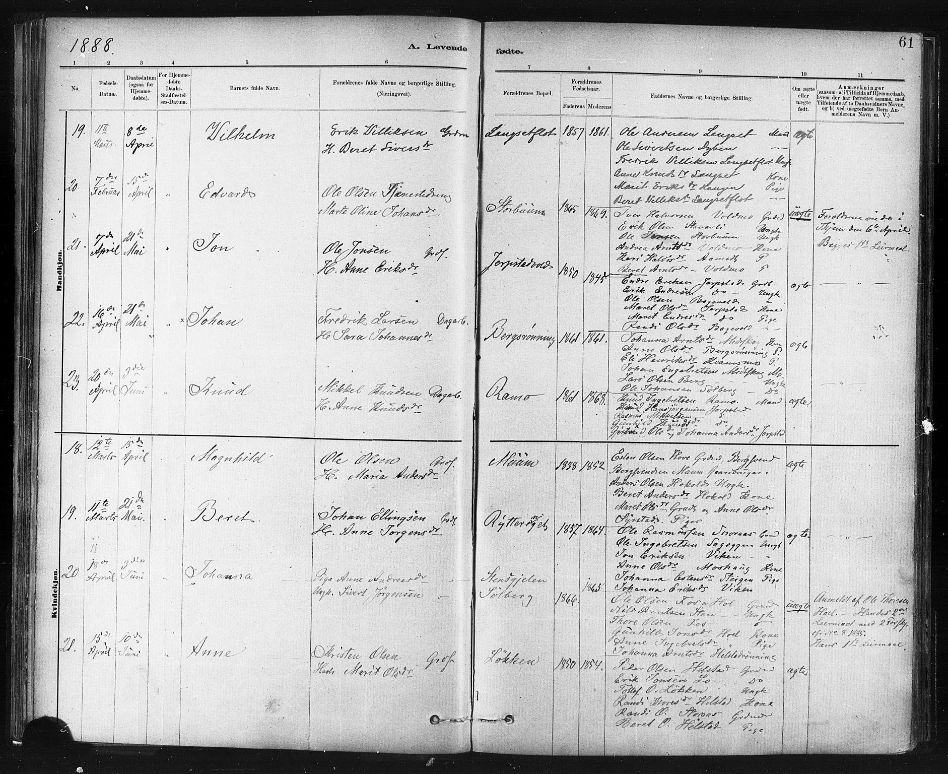 Ministerialprotokoller, klokkerbøker og fødselsregistre - Sør-Trøndelag, AV/SAT-A-1456/672/L0857: Ministerialbok nr. 672A09, 1882-1893, s. 61