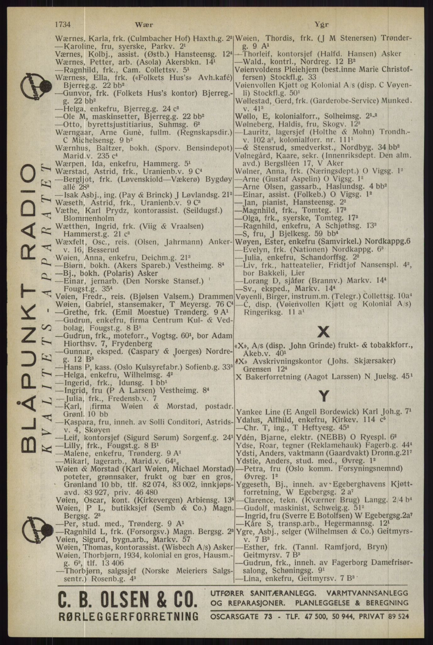 Kristiania/Oslo adressebok, PUBL/-, 1944, s. 1734