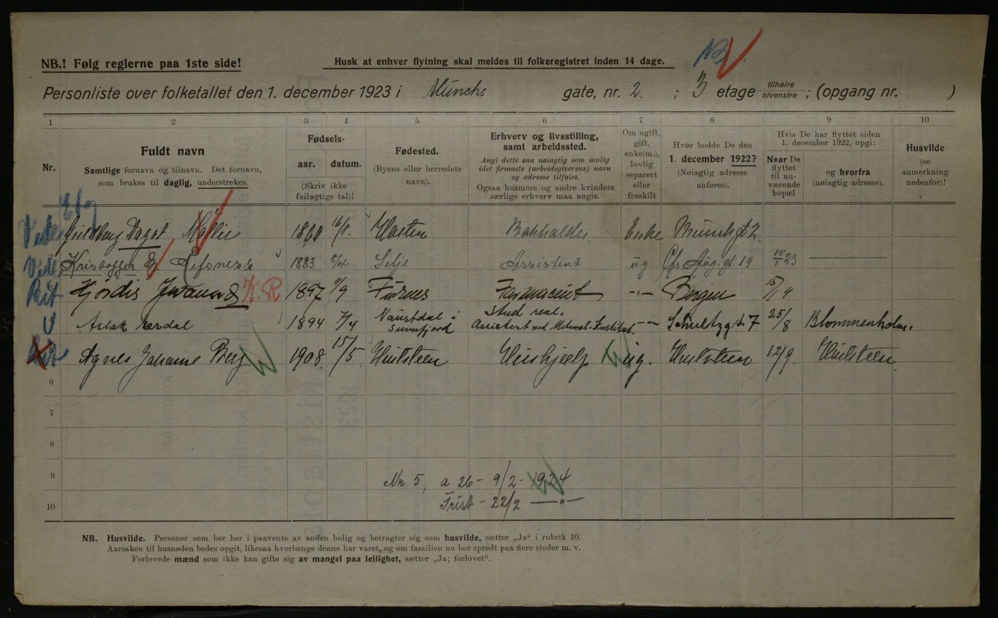 OBA, Kommunal folketelling 1.12.1923 for Kristiania, 1923, s. 73591