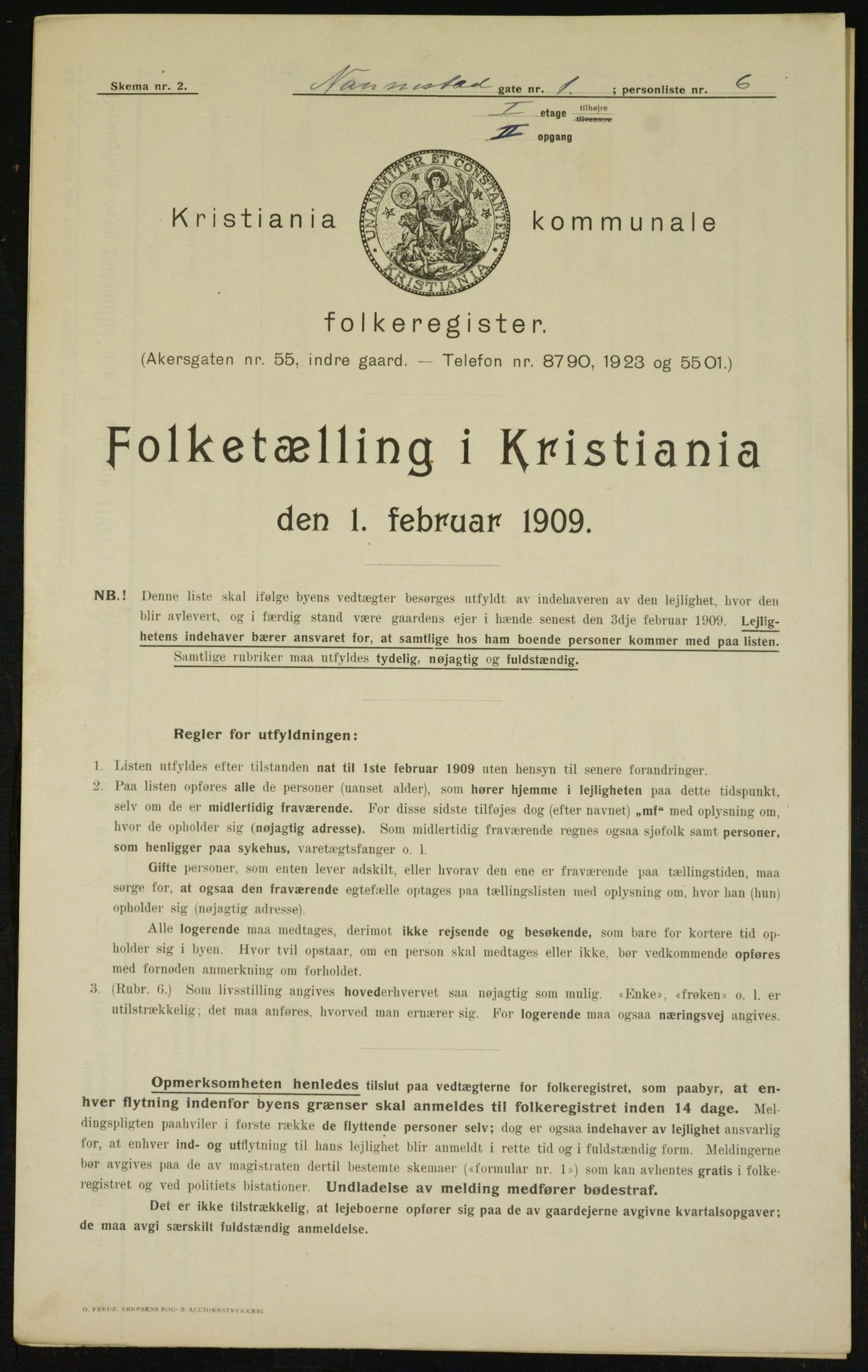 OBA, Kommunal folketelling 1.2.1909 for Kristiania kjøpstad, 1909, s. 62566