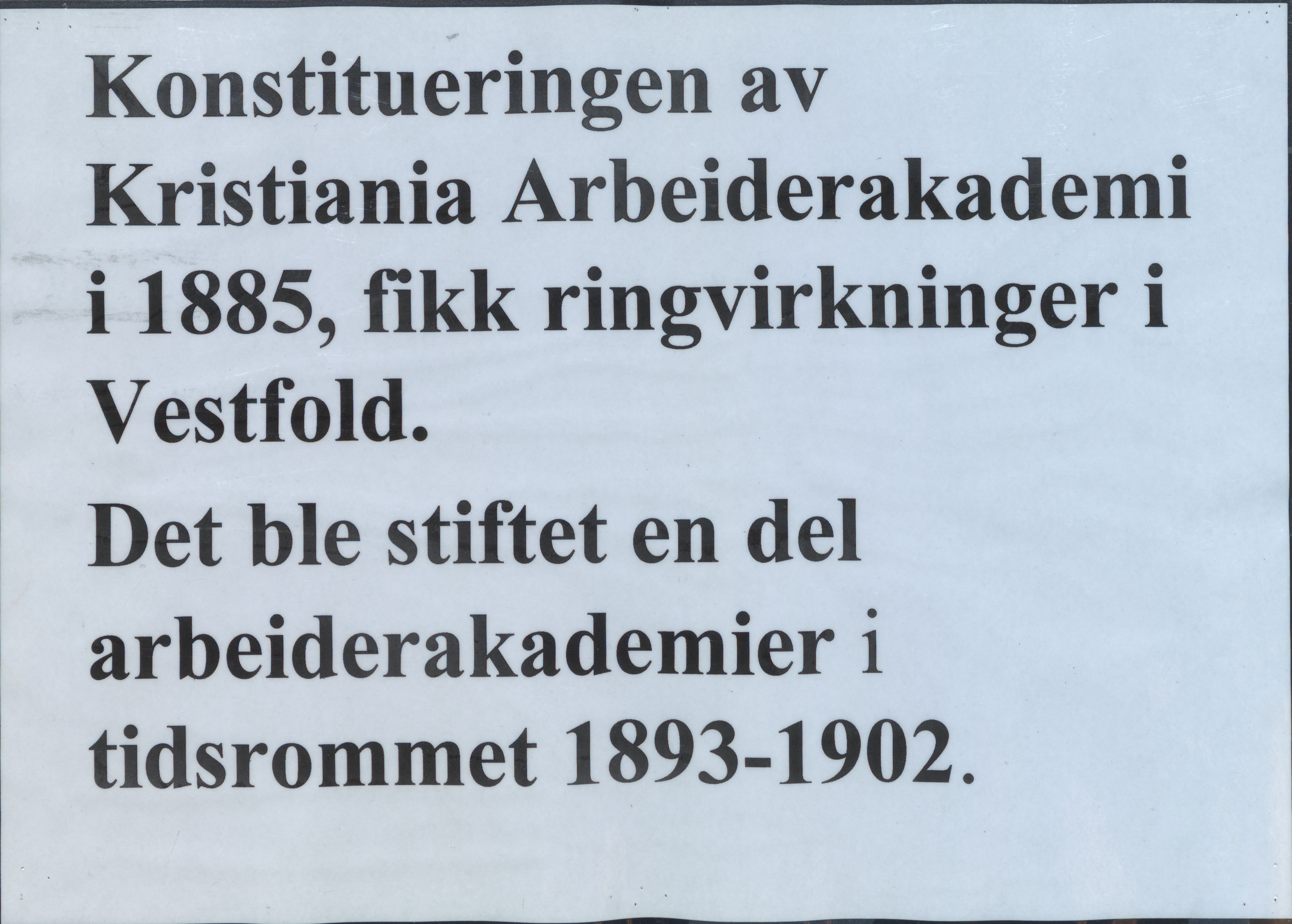 Pa 765 - Folkeakademiet i Andebu, VEMU/A-1887/X/L0002: Plakater