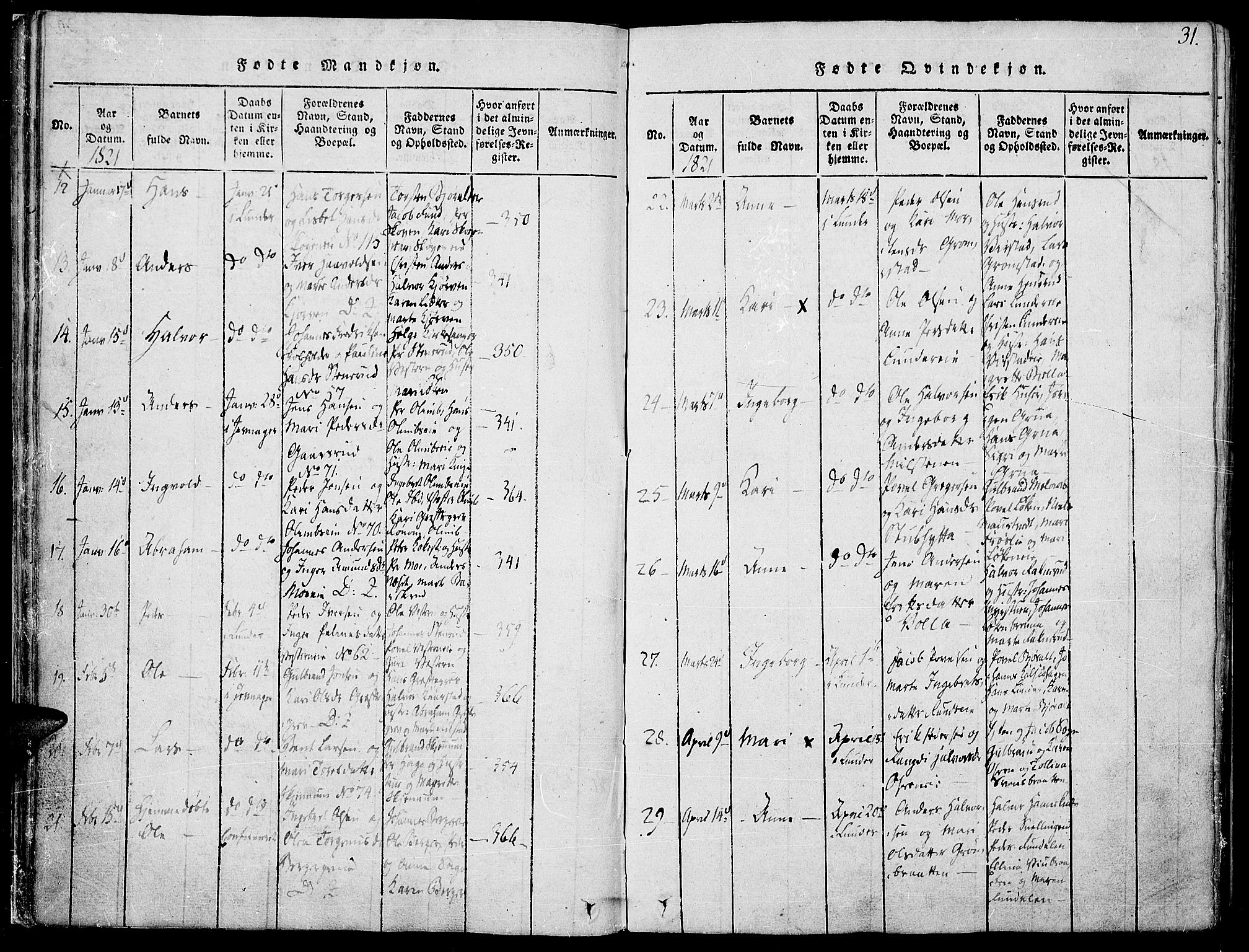Jevnaker prestekontor, AV/SAH-PREST-116/H/Ha/Haa/L0005: Ministerialbok nr. 5, 1815-1837, s. 31