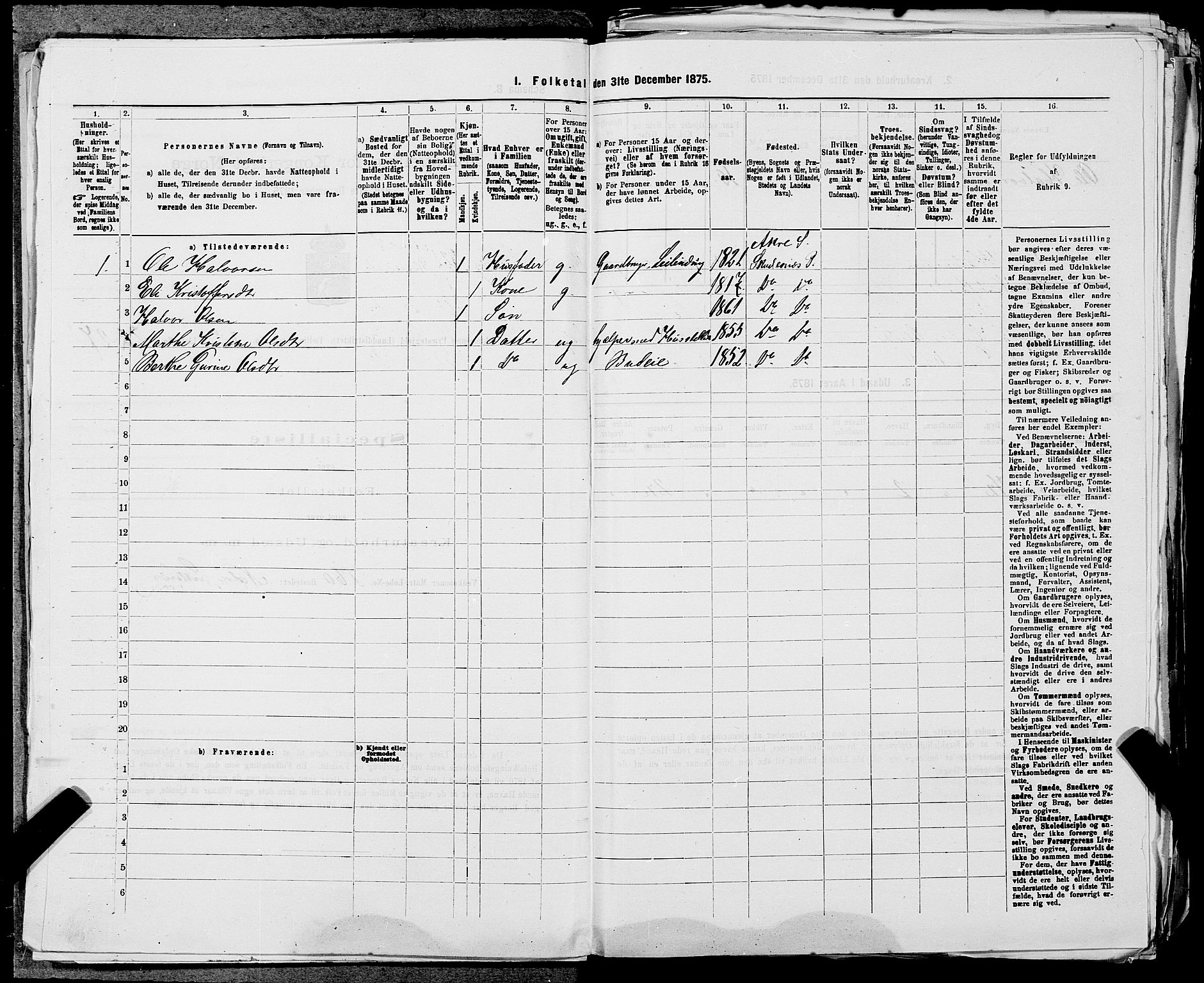 SAST, Folketelling 1875 for 1150L Skudenes prestegjeld, Falnes sokn, Åkra sokn og Ferkingstad sokn, 1875, s. 767