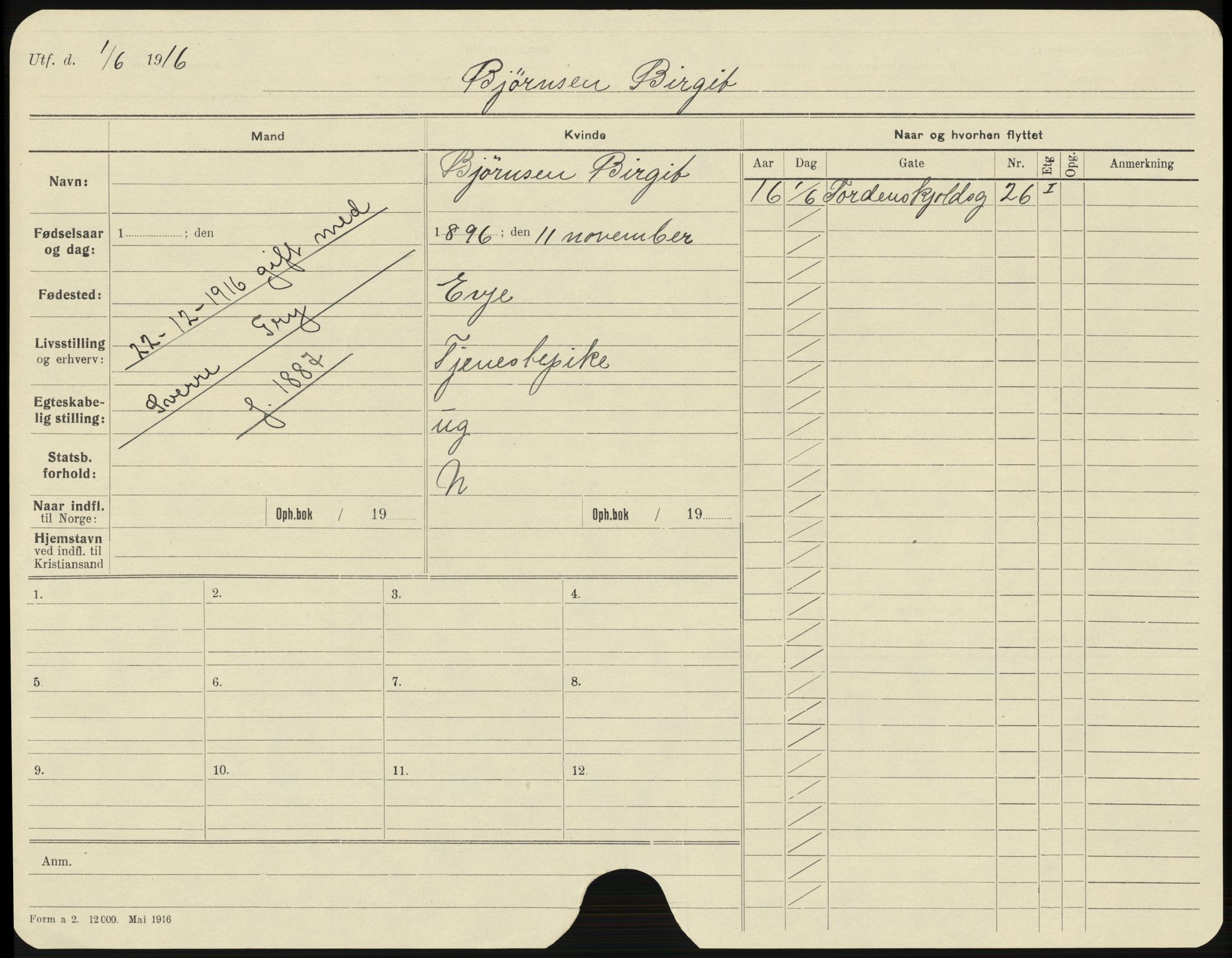 Kristiansand folkeregister, AV/SAK-1341-0030/Hu/L0003: Gifte kvinner, alfabetisk, 1916-1924