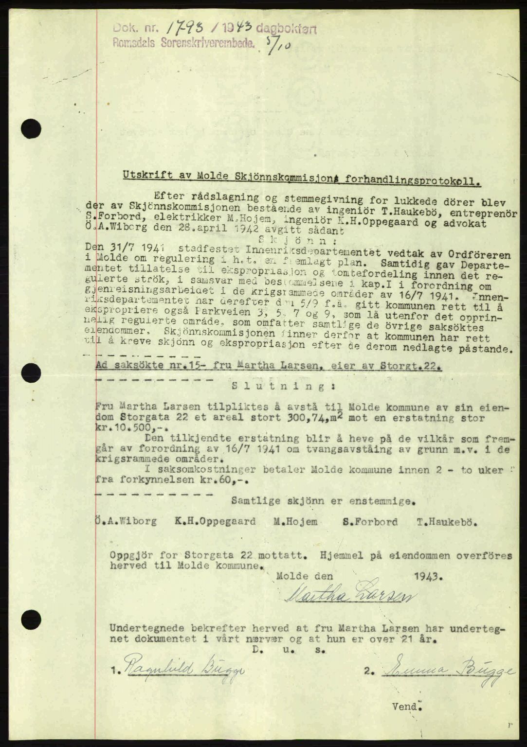 Romsdal sorenskriveri, AV/SAT-A-4149/1/2/2C: Pantebok nr. A15, 1943-1944, Dagboknr: 1793/1943