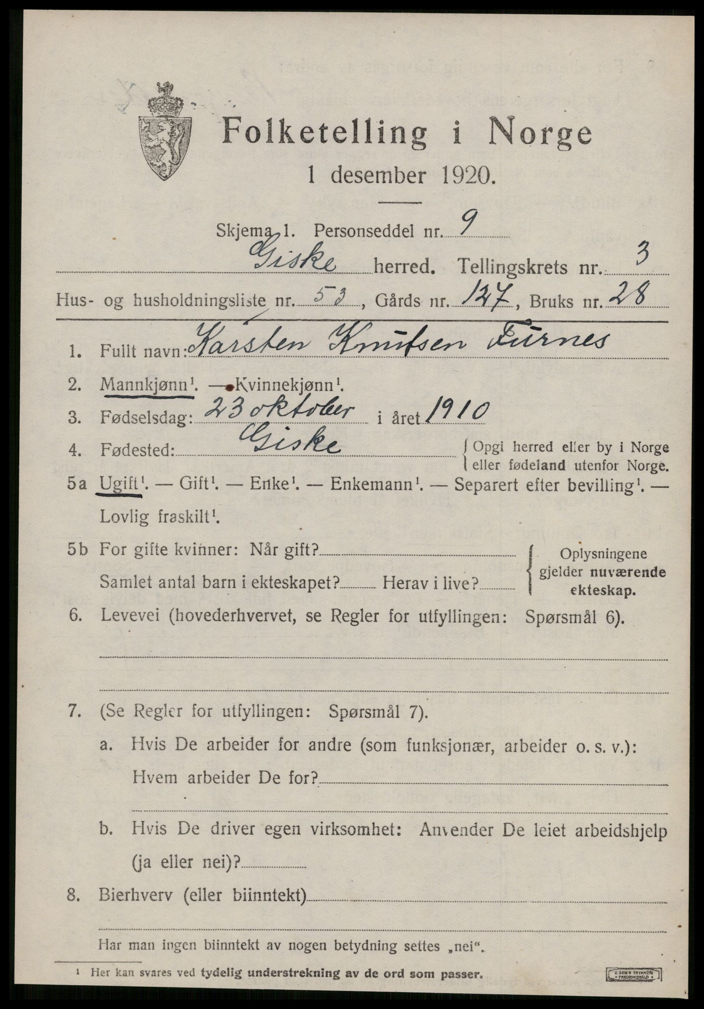 SAT, Folketelling 1920 for 1532 Giske herred, 1920, s. 2582