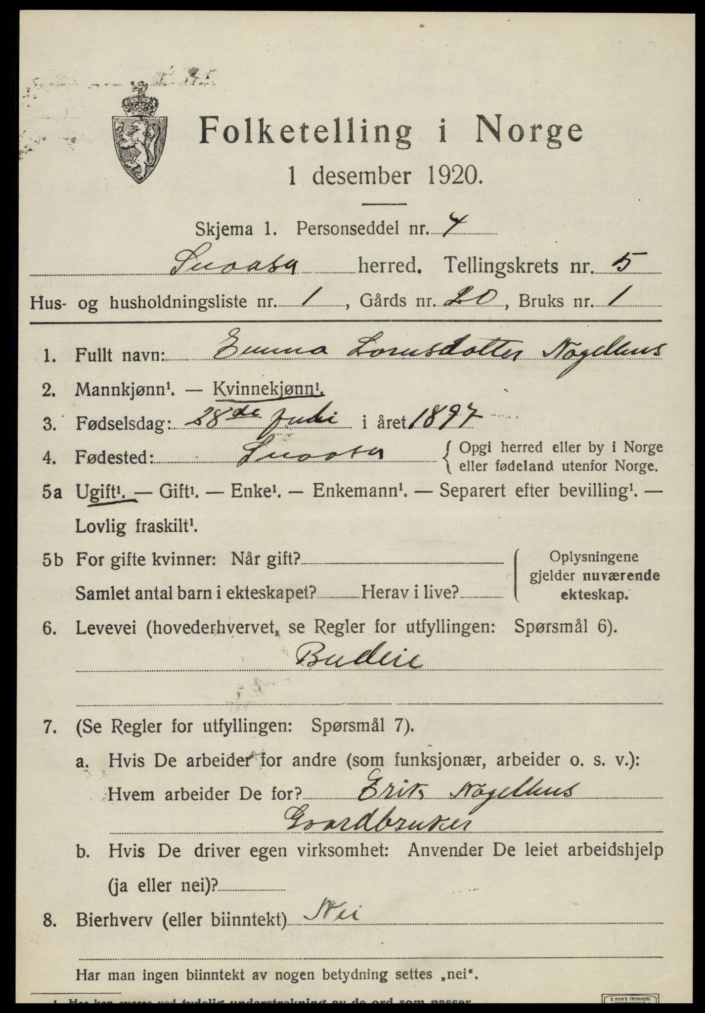 SAT, Folketelling 1920 for 1736 Snåsa herred, 1920, s. 2284